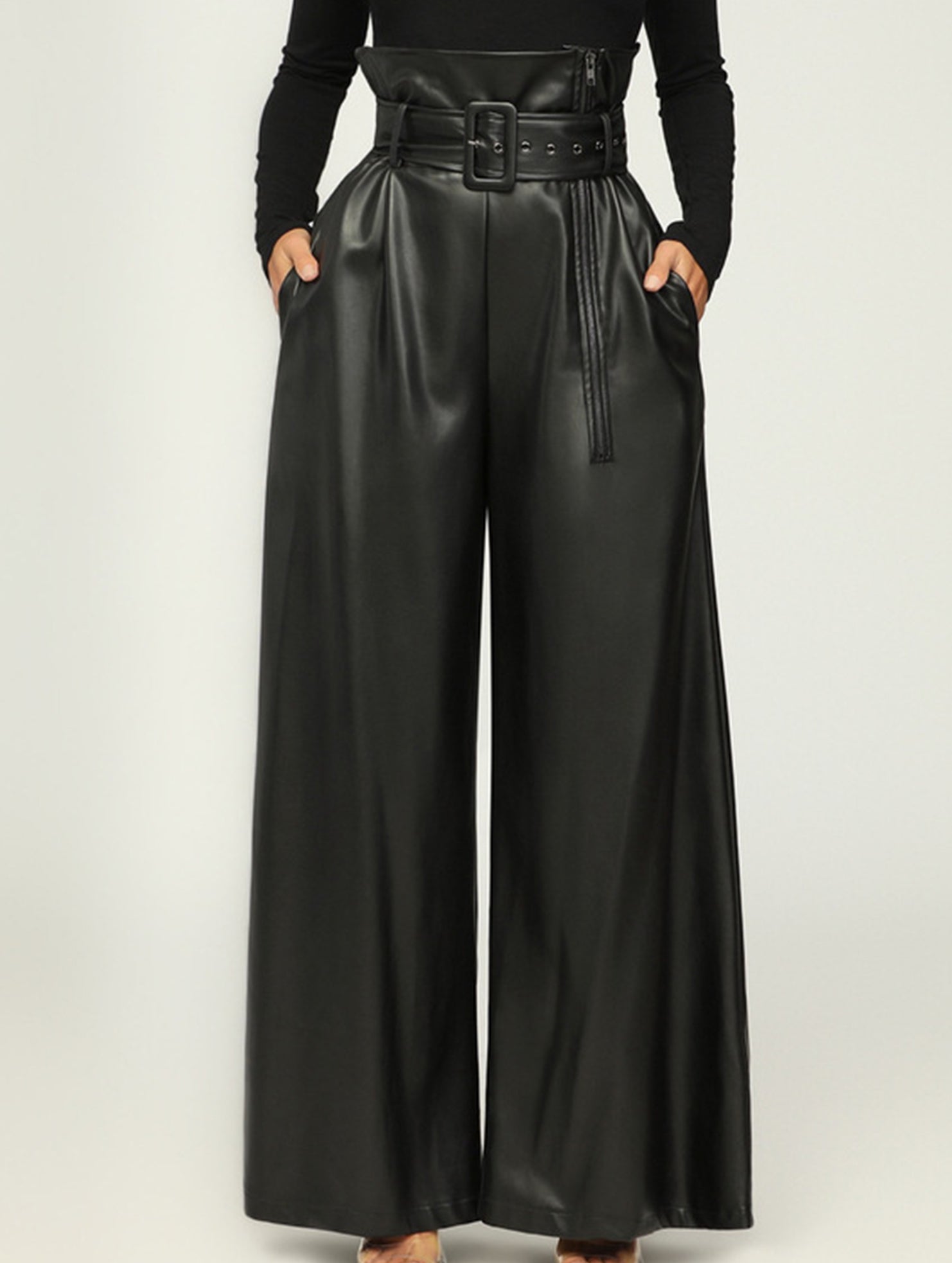 High Waist PU Leather Wide Leg Pants_CWBLP01521