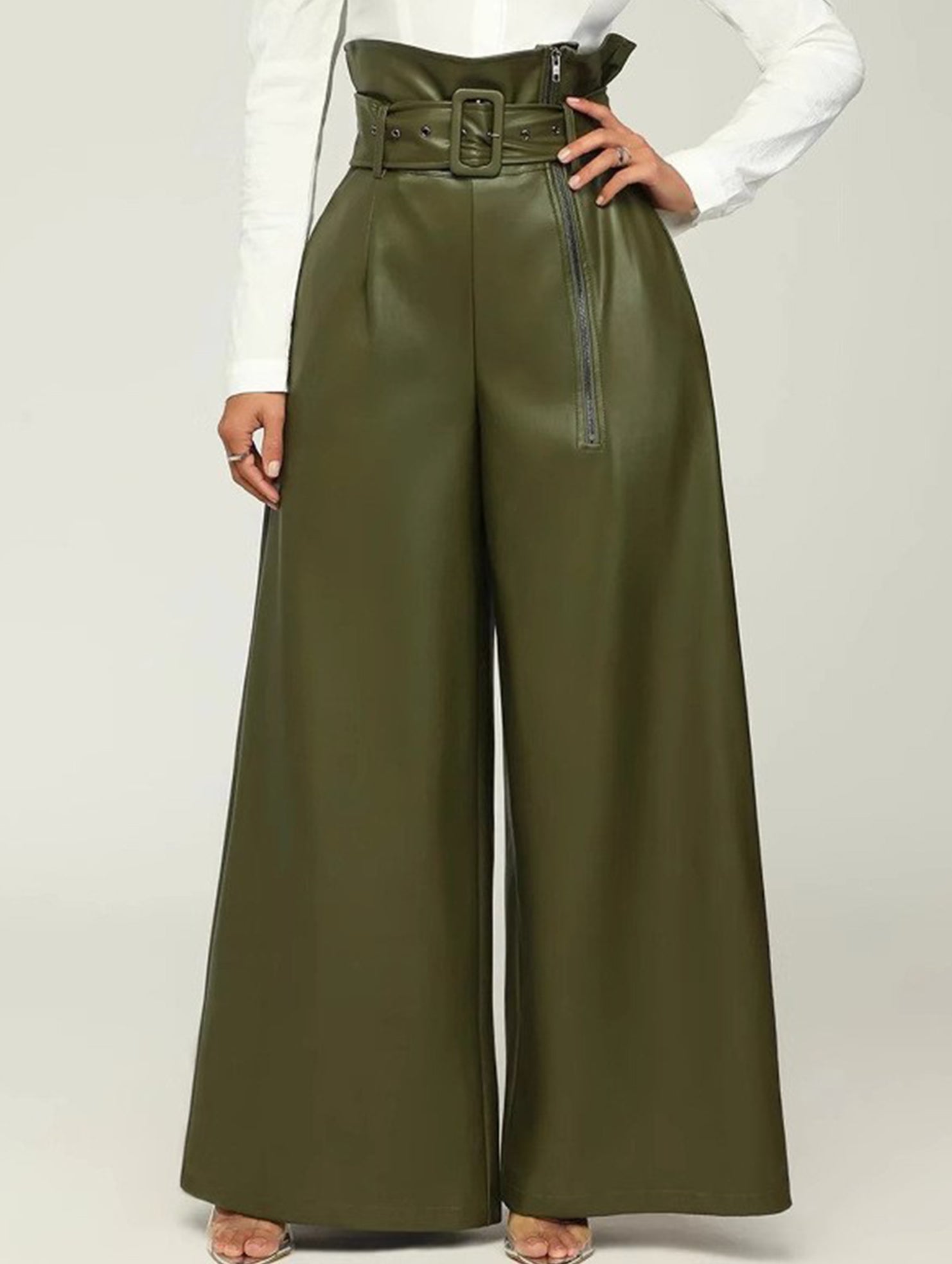 High Waist PU Leather Wide Leg Pants_CWBLP01521