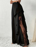 Lace Mesh High Waist Slit Wide Leg Pants_CWBLP01525
