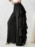 Lace Mesh High Waist Slit Wide Leg Pants_CWBLP01525