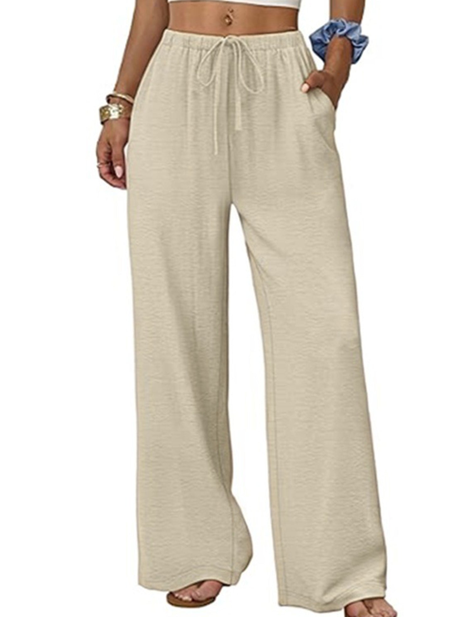 Versatile Elastic Waist Wide-Leg Pants for Women_CWBLP01528