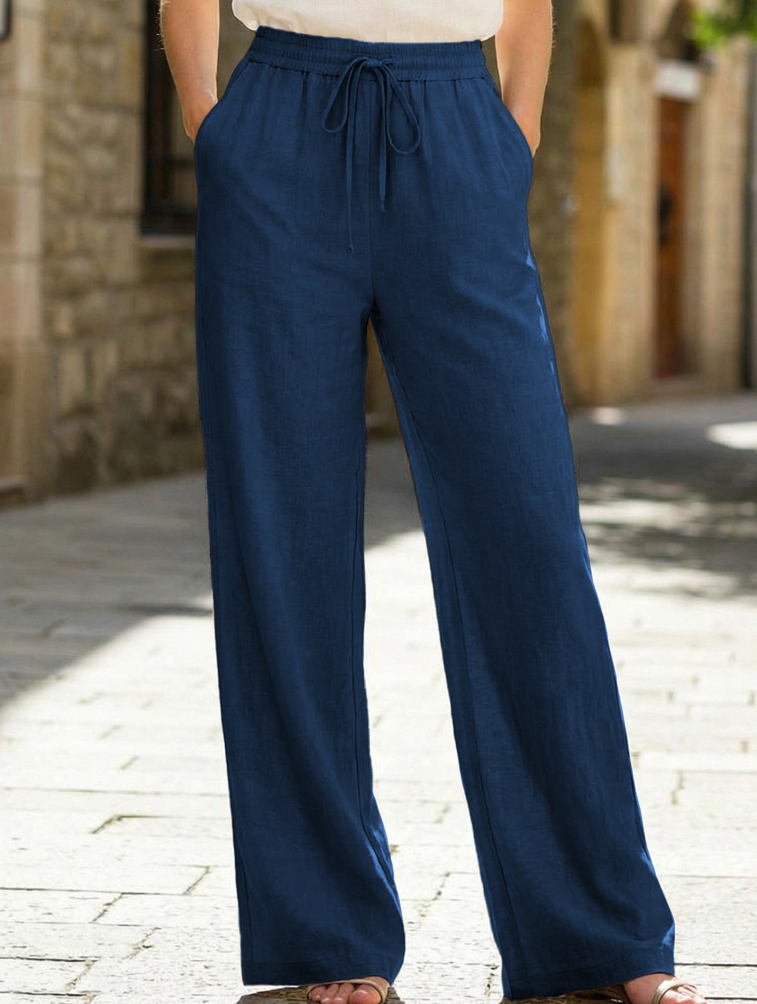 Versatile Elastic Waist Wide-Leg Pants for Women_CWBLP01528