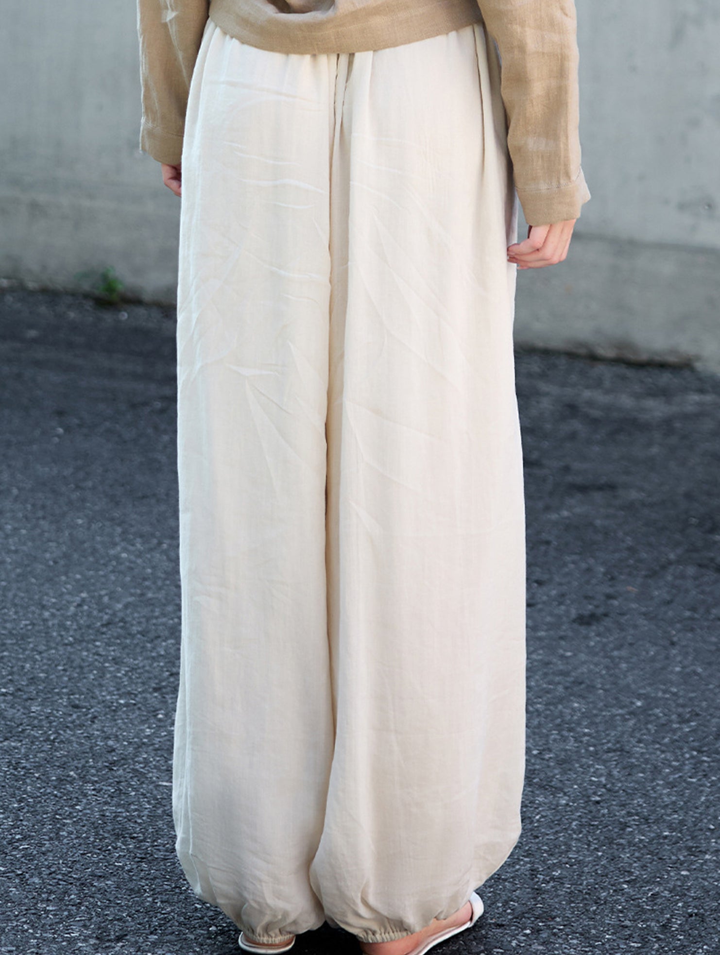 Tencel Ramie Balloon Pants Wide Leg Trousers_CWBLP01529