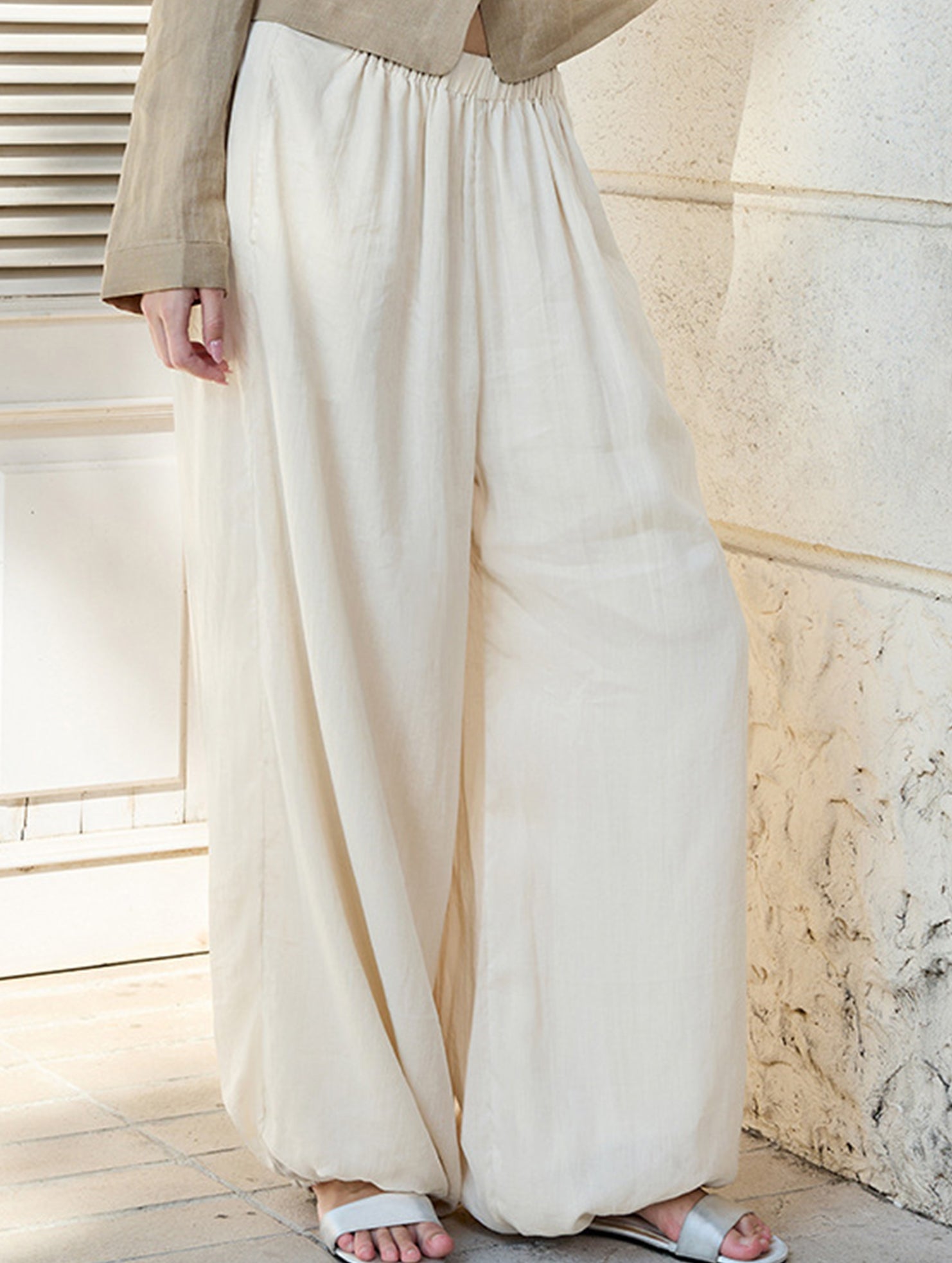 Tencel Ramie Balloon Pants Wide Leg Trousers_CWBLP01529