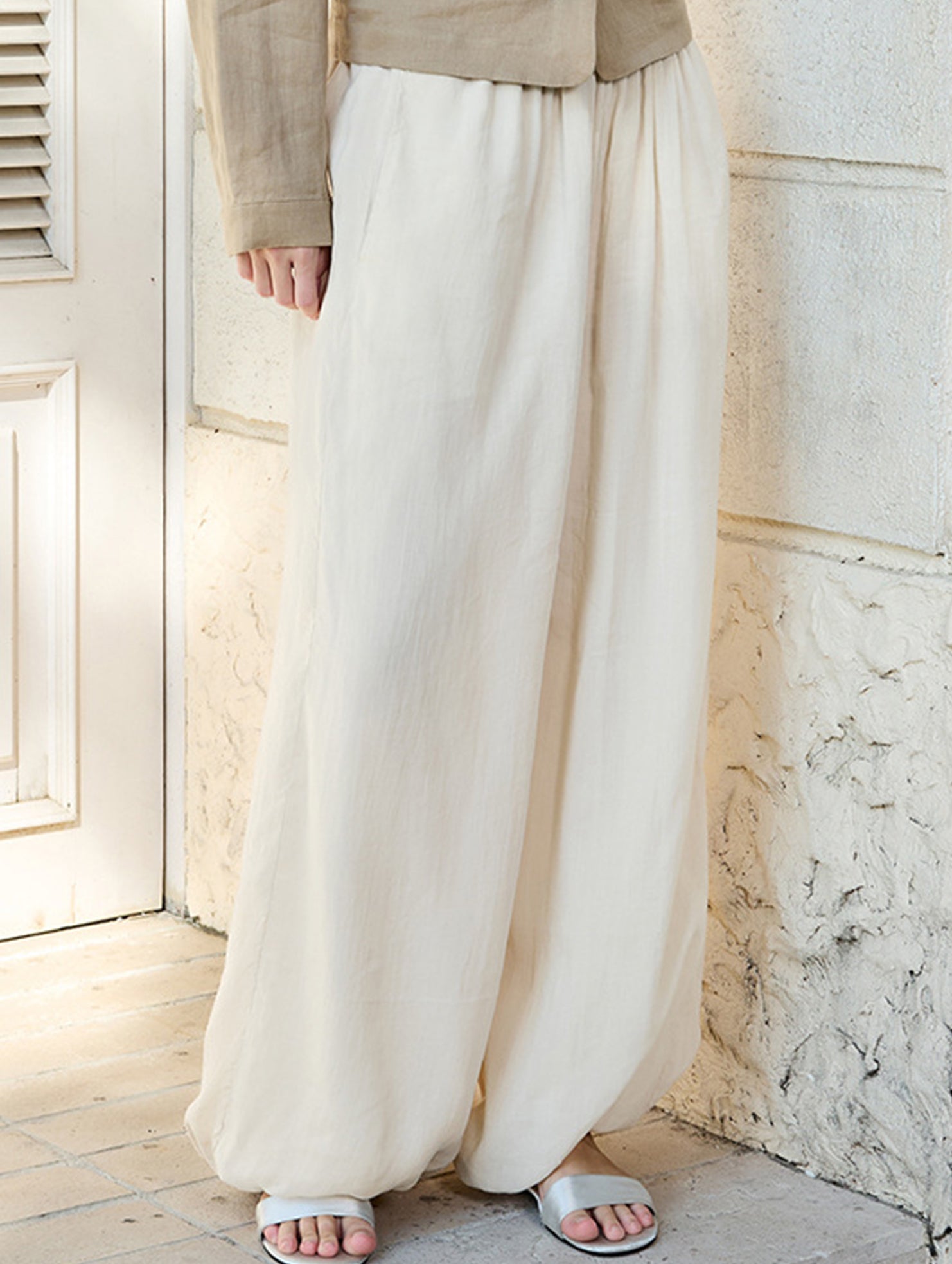 Tencel Ramie Balloon Pants Wide Leg Trousers_CWBLP01529