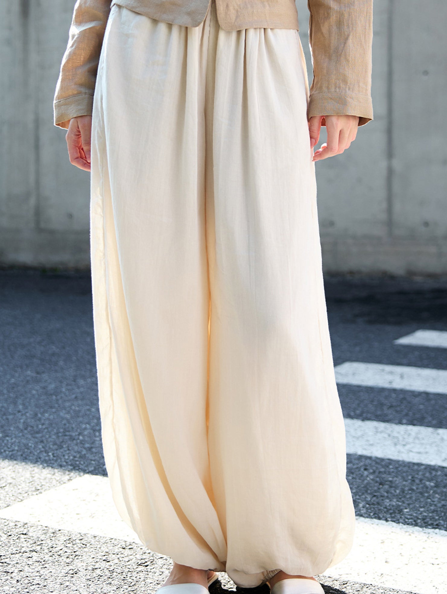 Tencel Ramie Balloon Pants Wide Leg Trousers_CWBLP01529