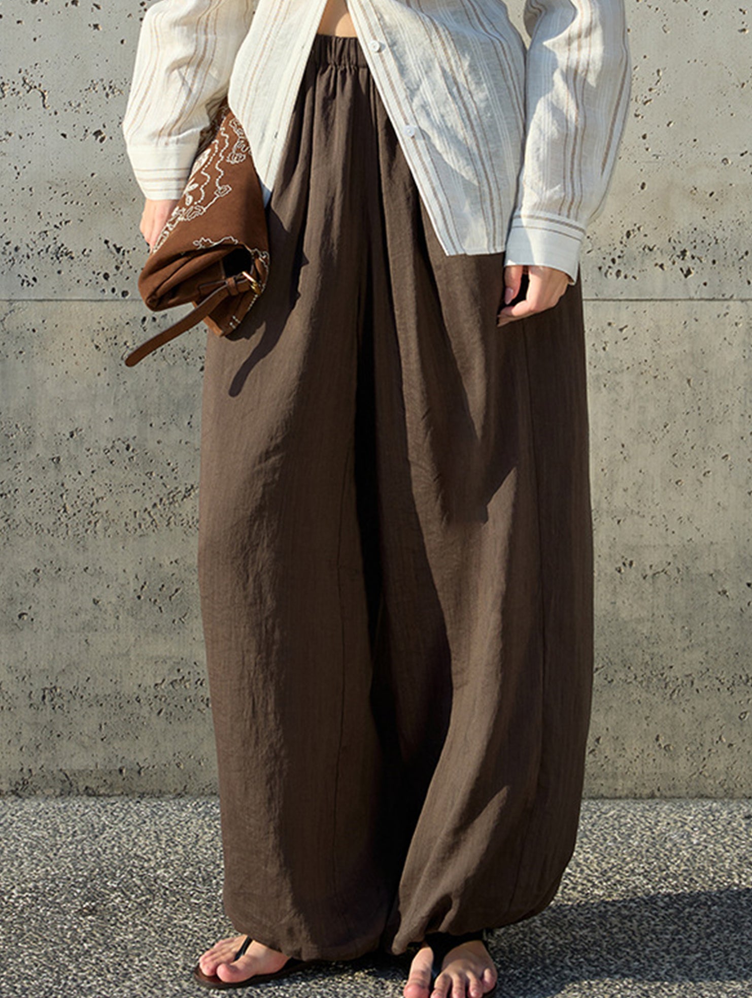 Tencel Ramie Balloon Pants Wide Leg Trousers_CWBLP01529