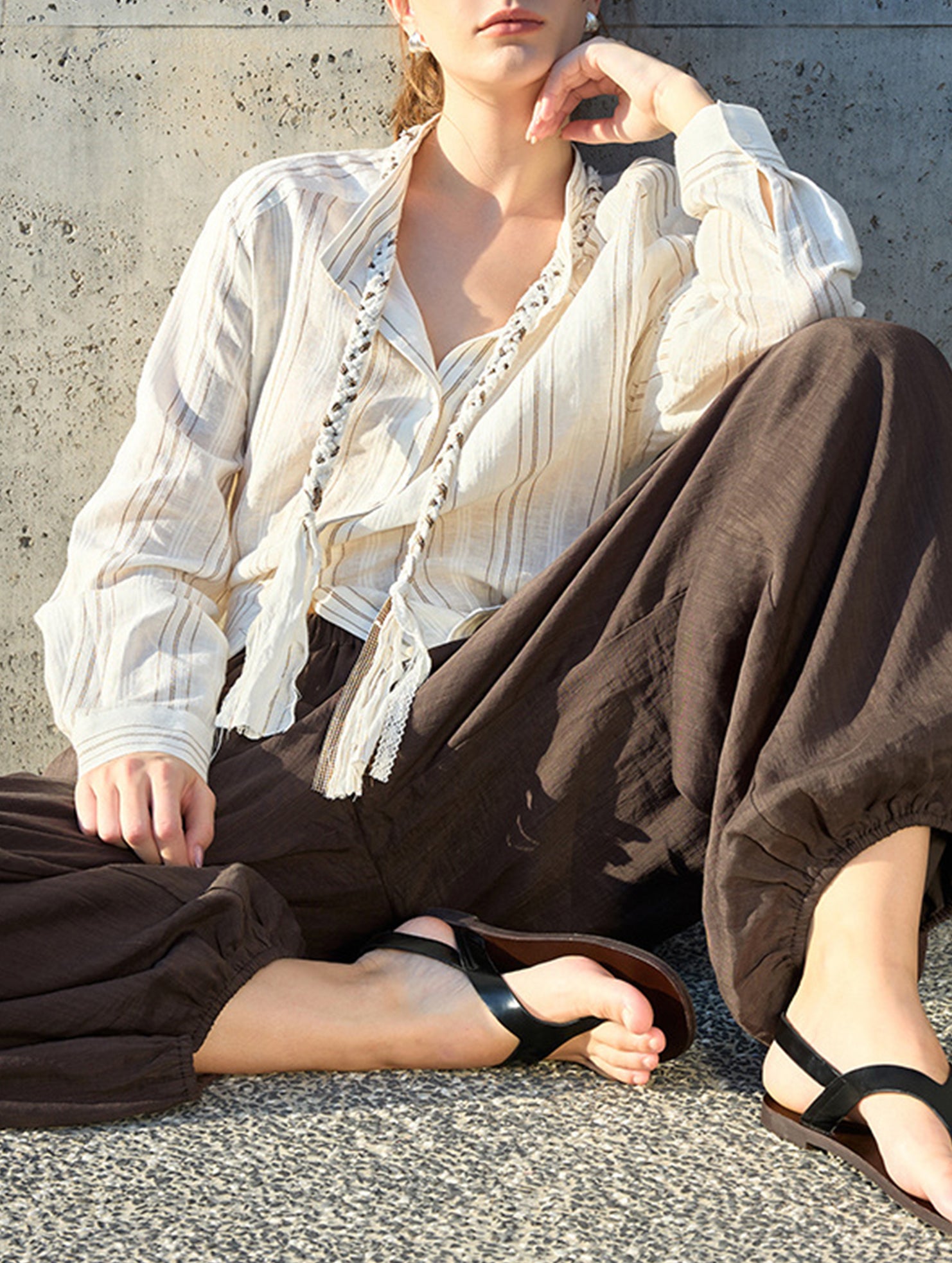 Tencel Ramie Balloon Pants Wide Leg Trousers_CWBLP01529