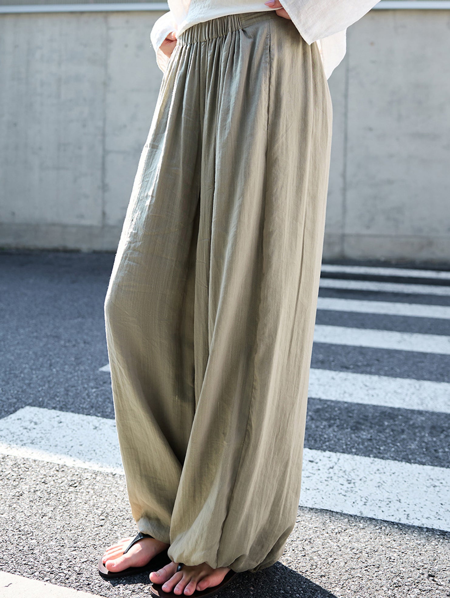 Tencel Ramie Balloon Pants Wide Leg Trousers_CWBLP01529