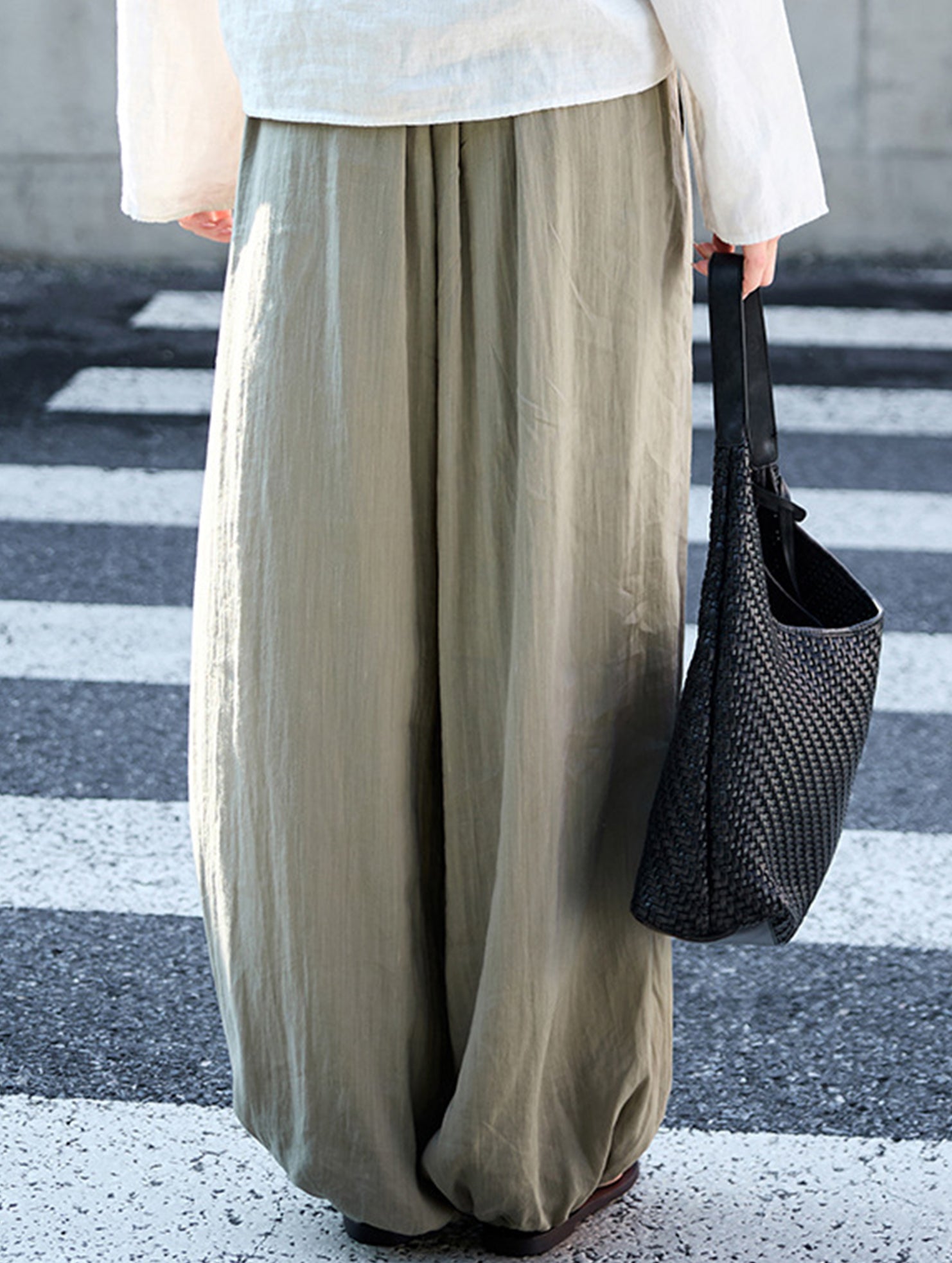 Tencel Ramie Balloon Pants Wide Leg Trousers_CWBLP01529