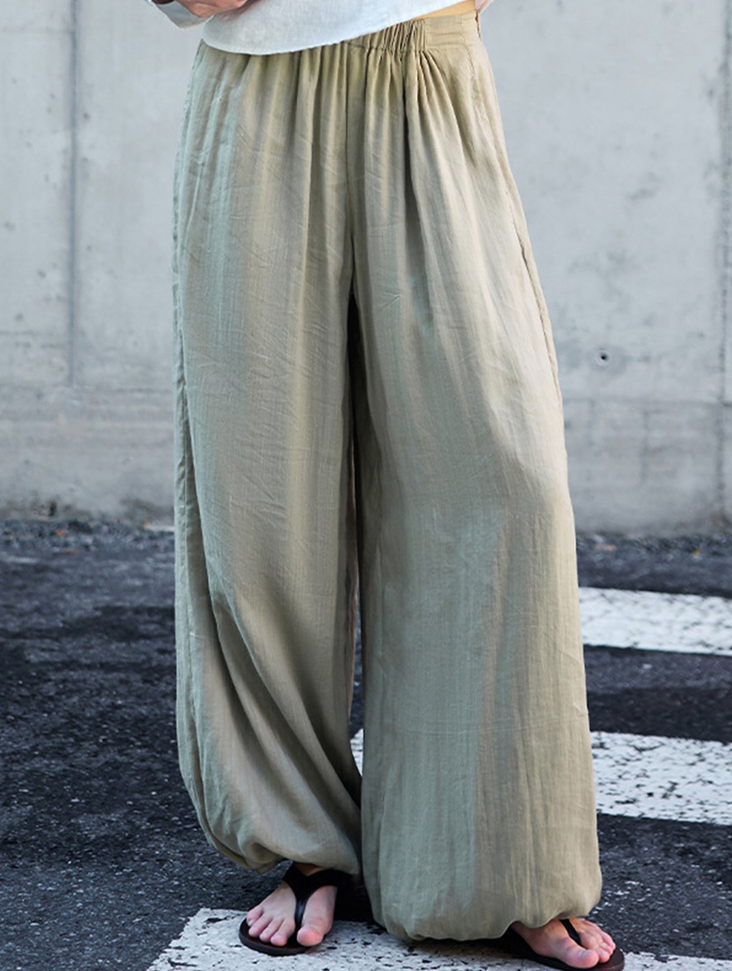 Tencel Ramie Balloon Pants Wide Leg Trousers_CWBLP01529