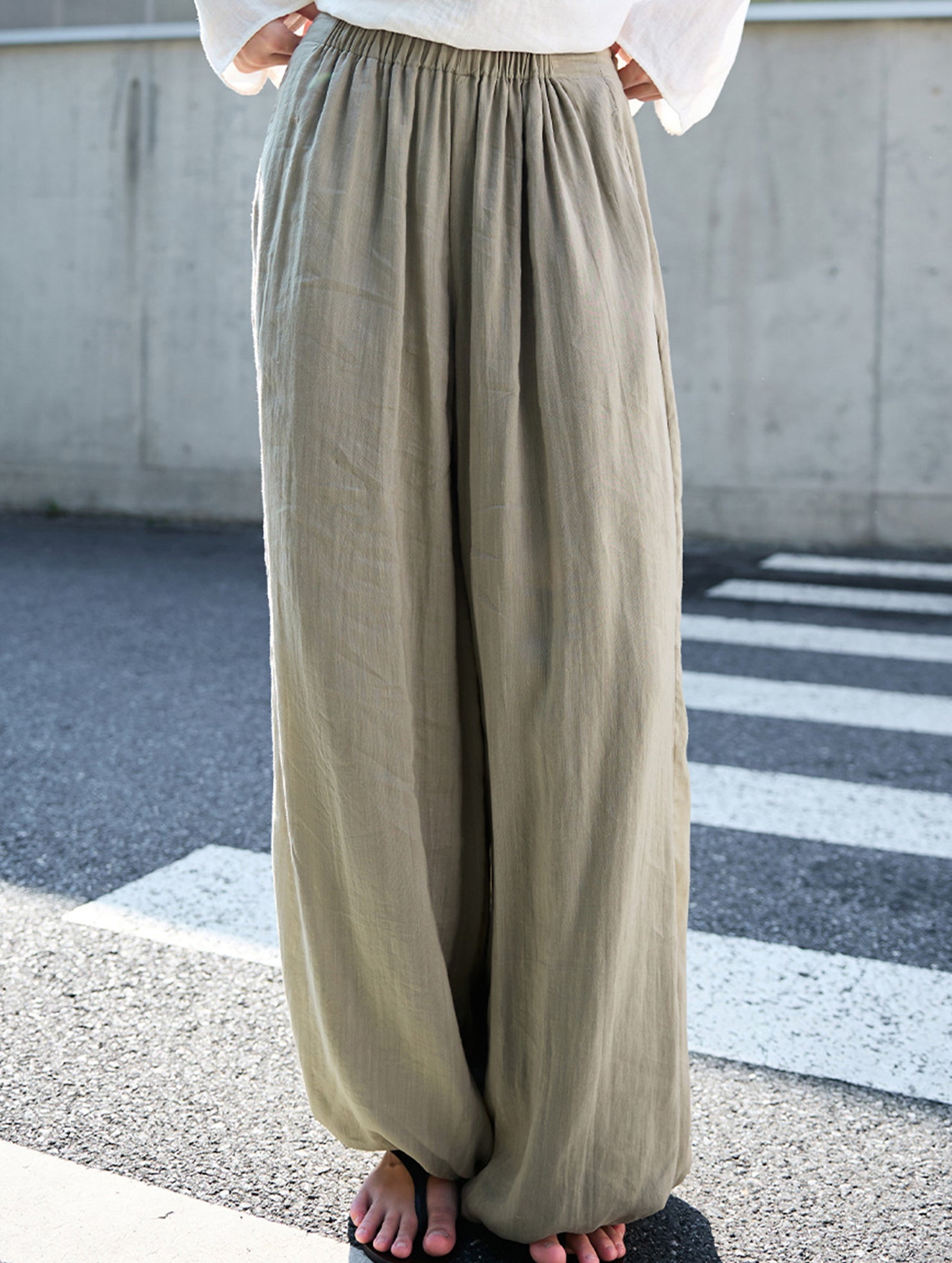 Tencel Ramie Balloon Pants Wide Leg Trousers_CWBLP01529