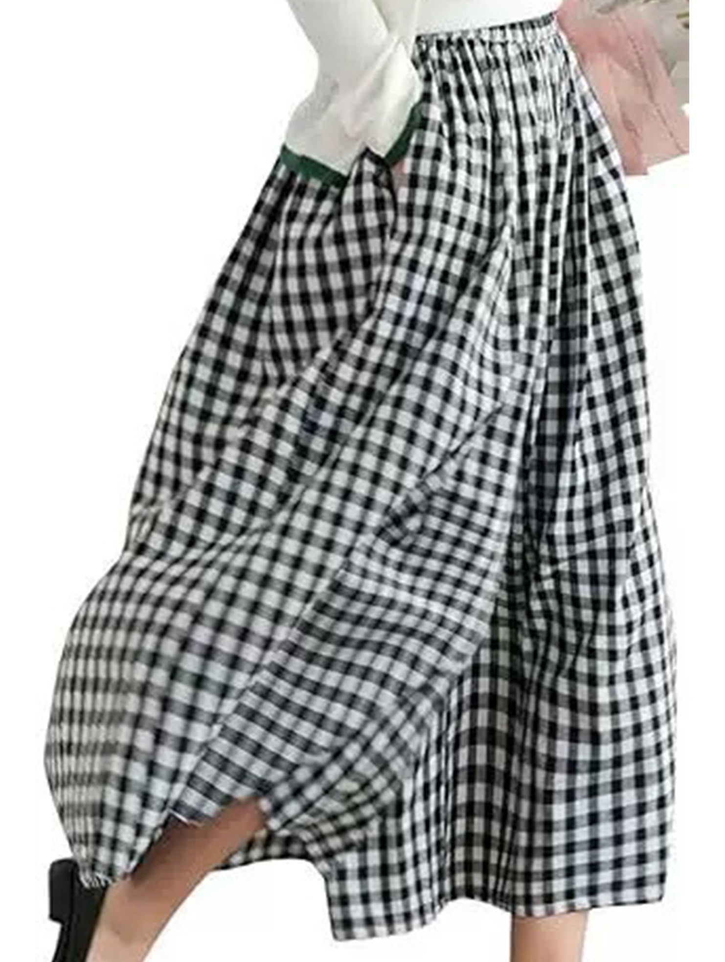 Women's plaid casual loose-fitting wide-leg pants_CWBLP01534