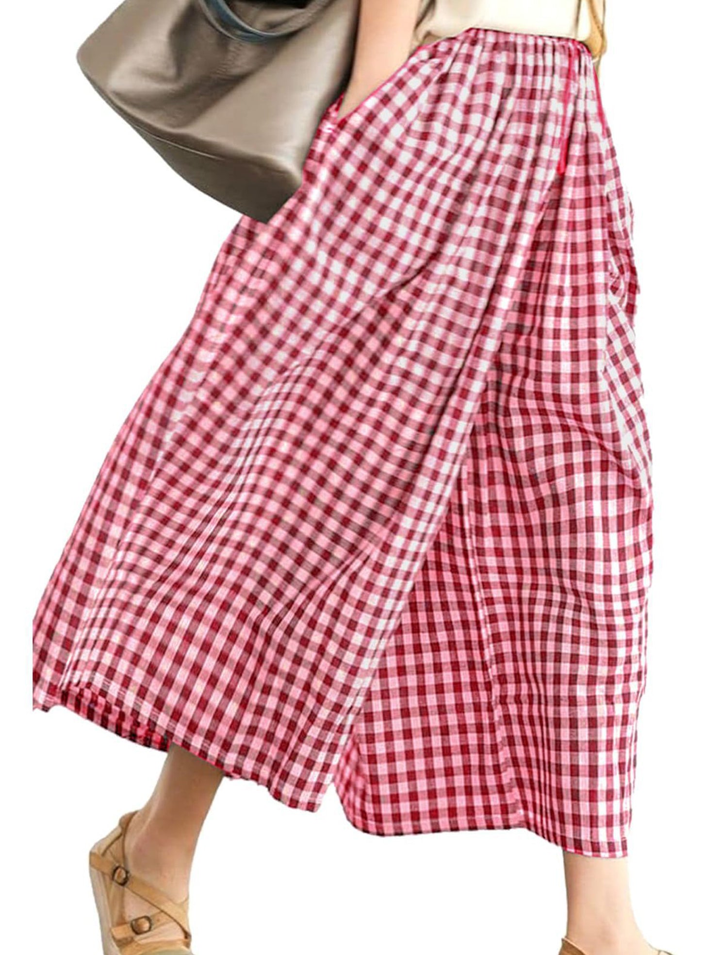 Women's plaid casual loose-fitting wide-leg pants_CWBLP01534