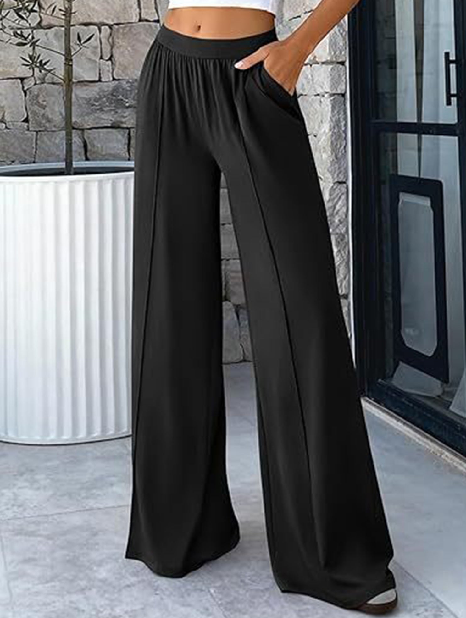 Loose Wide Leg Yoga Lounge Pants_CWBLP01544