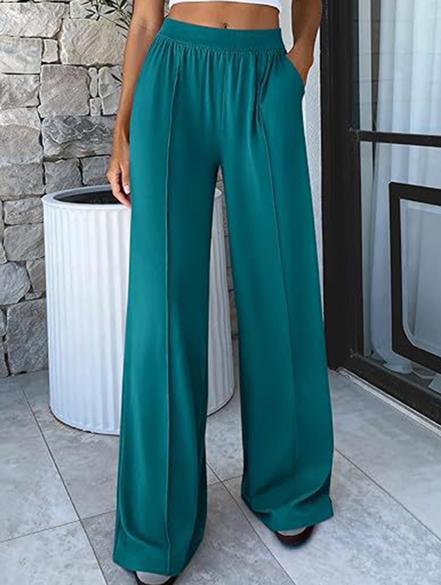 Loose Wide Leg Yoga Lounge Pants_CWBLP01544