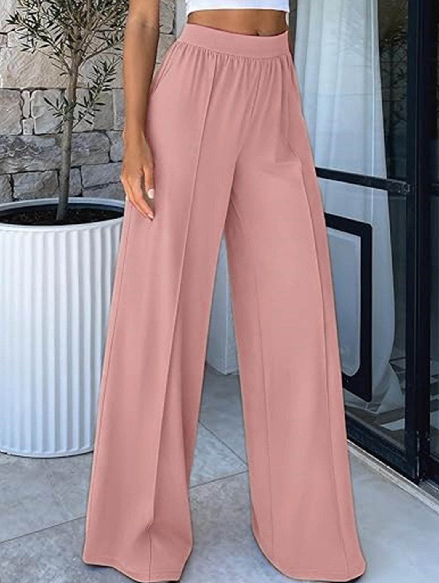 Loose Wide Leg Yoga Lounge Pants_CWBLP01544
