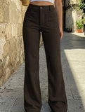 High Waist Slight Flare Pocket Pants_CWBLP01545