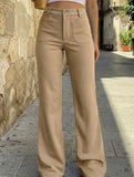 High Waist Slight Flare Pocket Pants_CWBLP01545