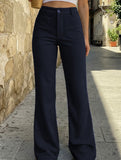 High Waist Slight Flare Pocket Pants_CWBLP01545