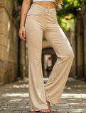 Solid Slim Fit Flare Pants Summer Style_CWBLP01546