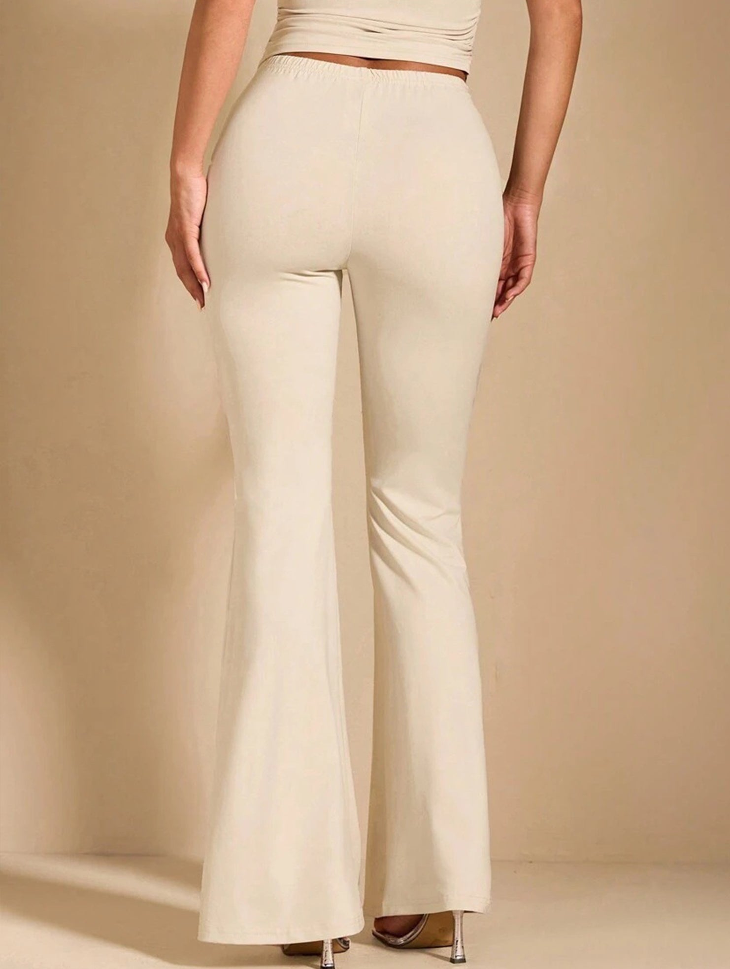 Solid Slim Fit Flare Pants Summer Style_CWBLP01546