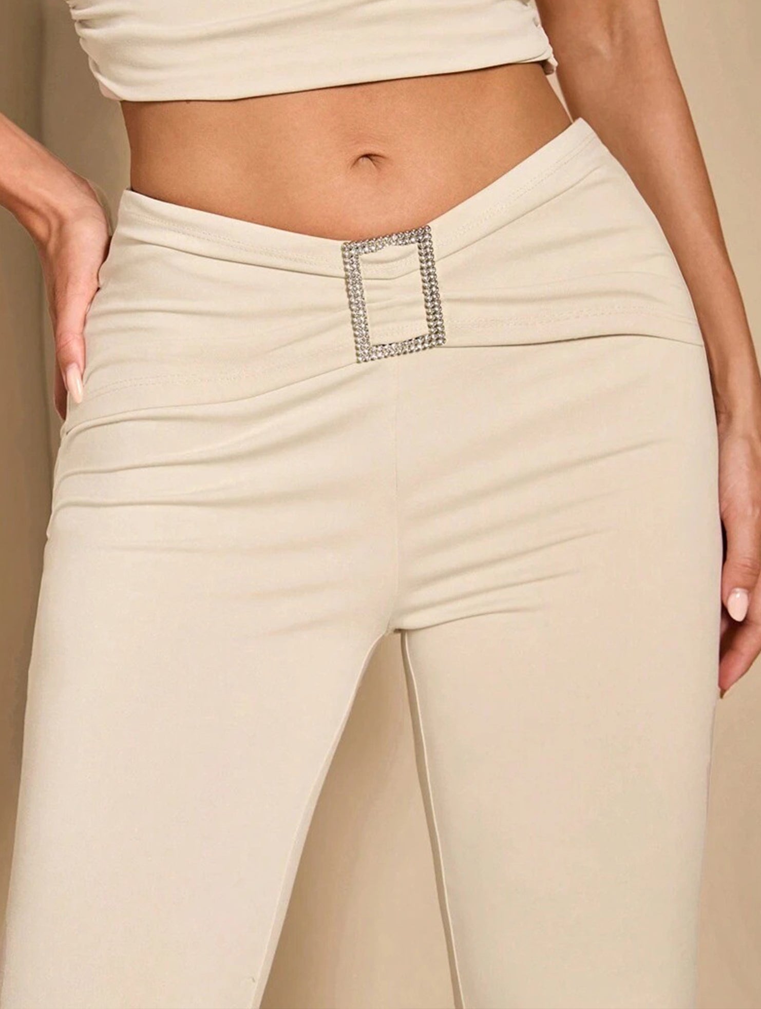 Solid Slim Fit Flare Pants Summer Style_CWBLP01546