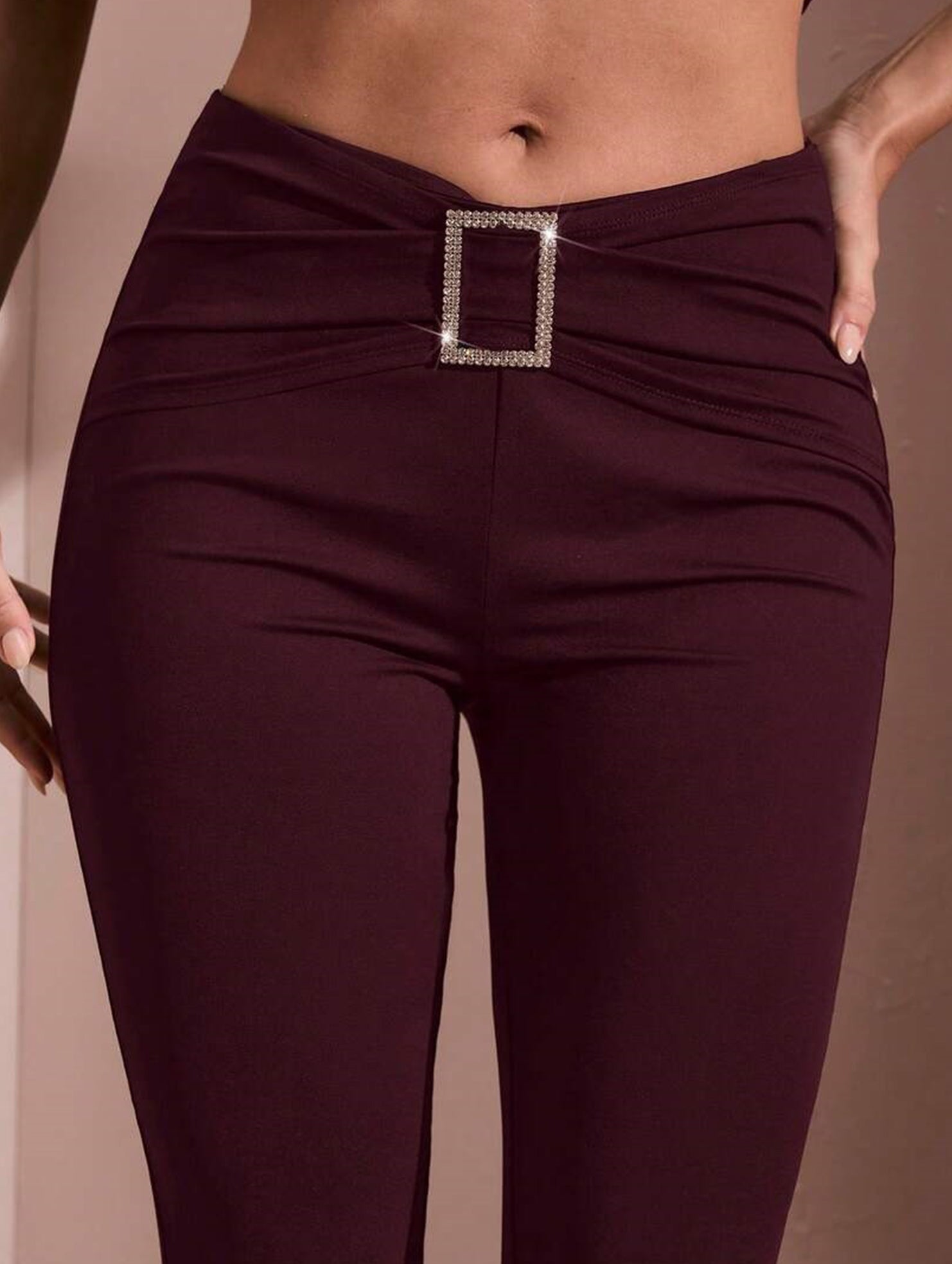 Solid Slim Fit Flare Pants Summer Style_CWBLP01546