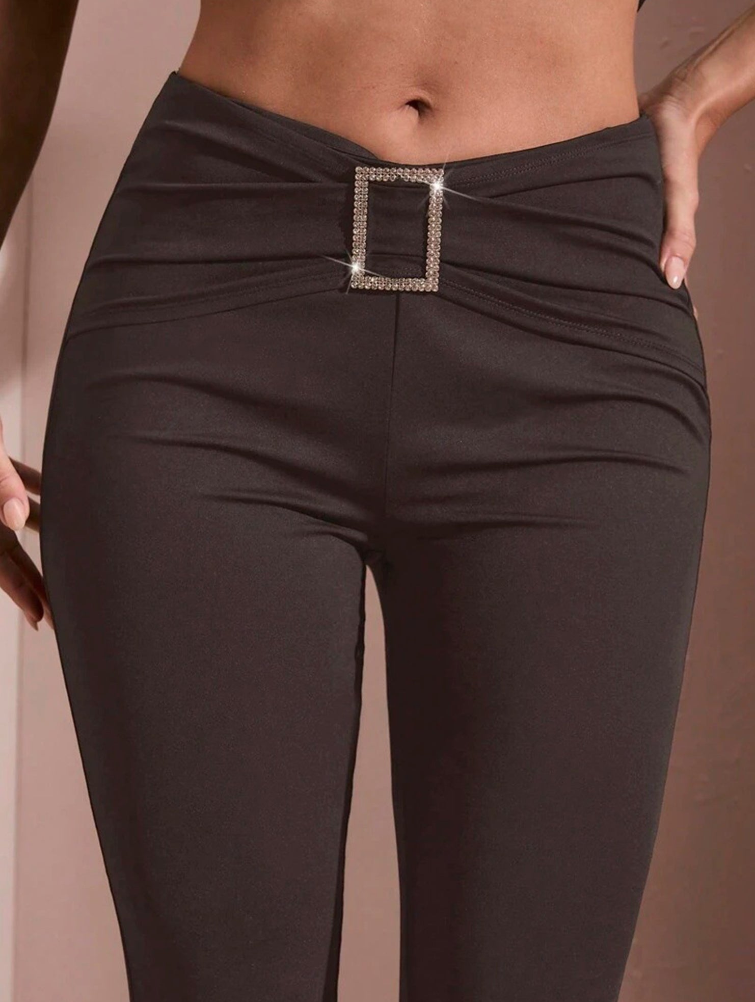 Solid Slim Fit Flare Pants Summer Style_CWBLP01546