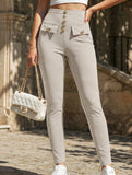 High Waist Stretch Slim Straight Pants_CWBLP01552