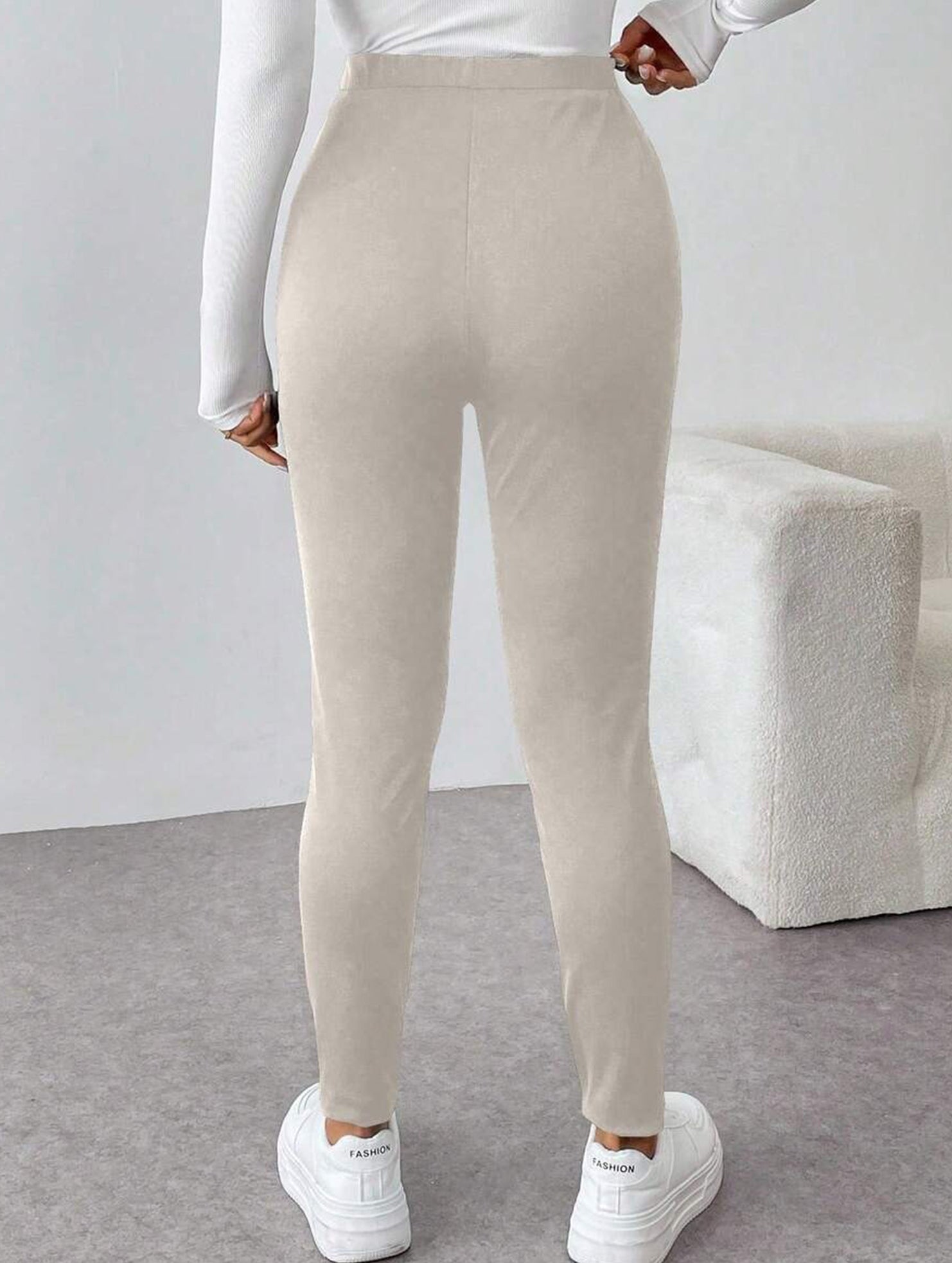 High Waist Stretch Slim Straight Pants_CWBLP01552
