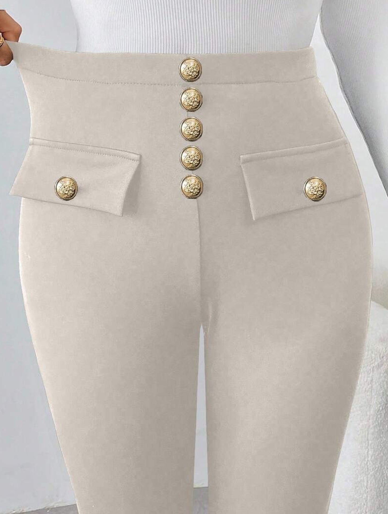 High Waist Stretch Slim Straight Pants_CWBLP01552