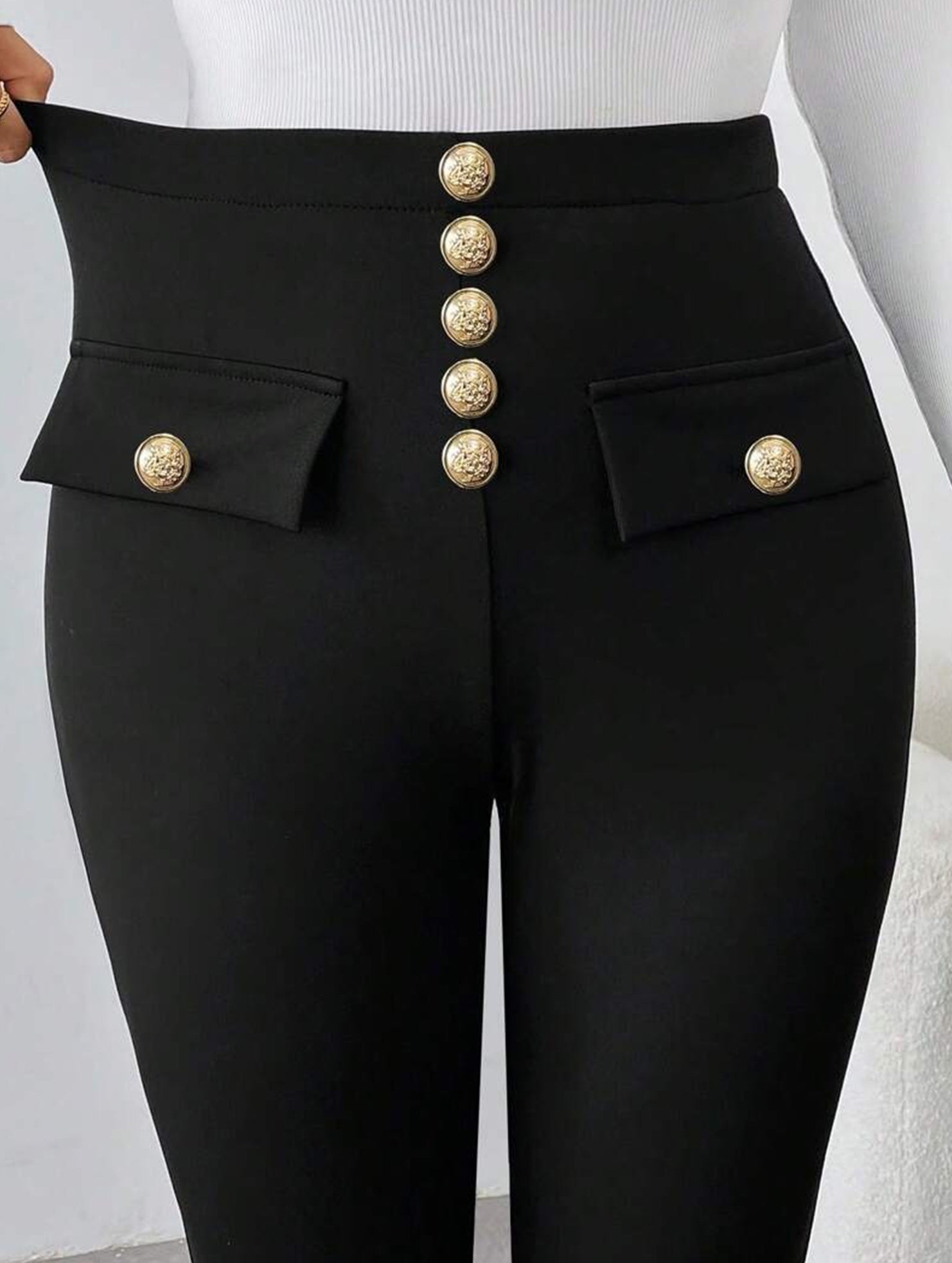 High Waist Stretch Slim Straight Pants_CWBLP01552