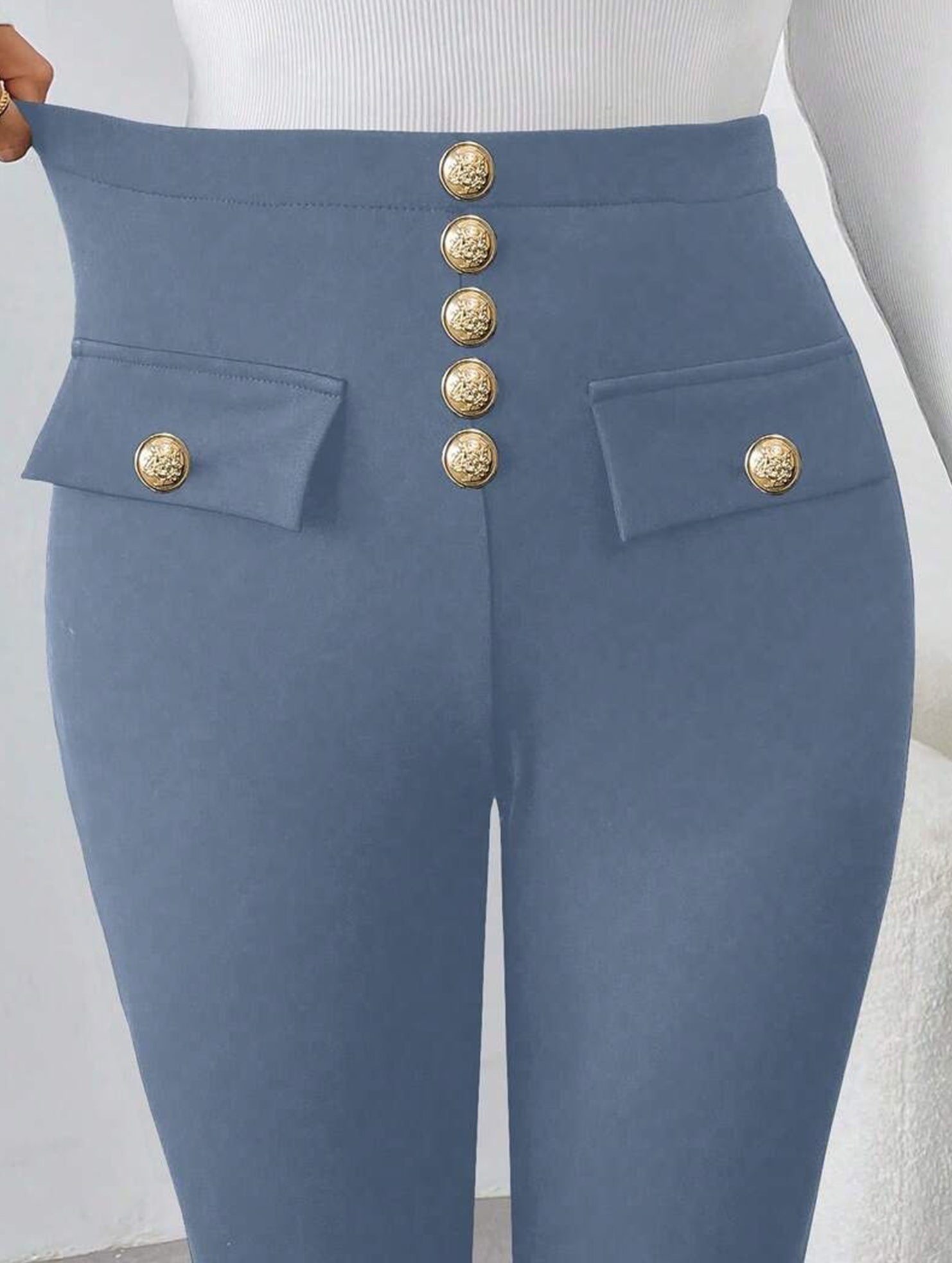 High Waist Stretch Slim Straight Pants_CWBLP01552