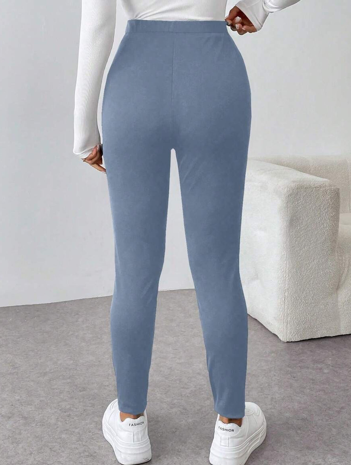 High Waist Stretch Slim Straight Pants_CWBLP01552