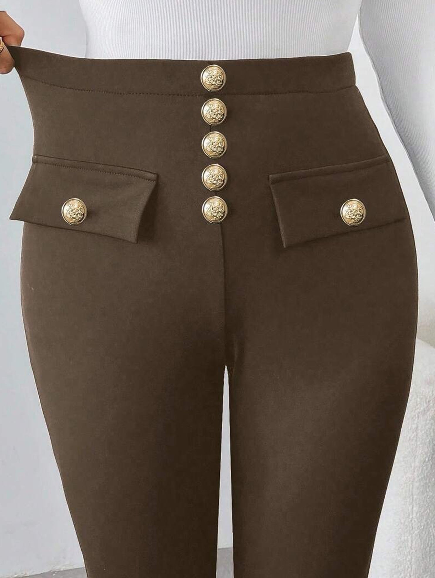 High Waist Stretch Slim Straight Pants_CWBLP01552