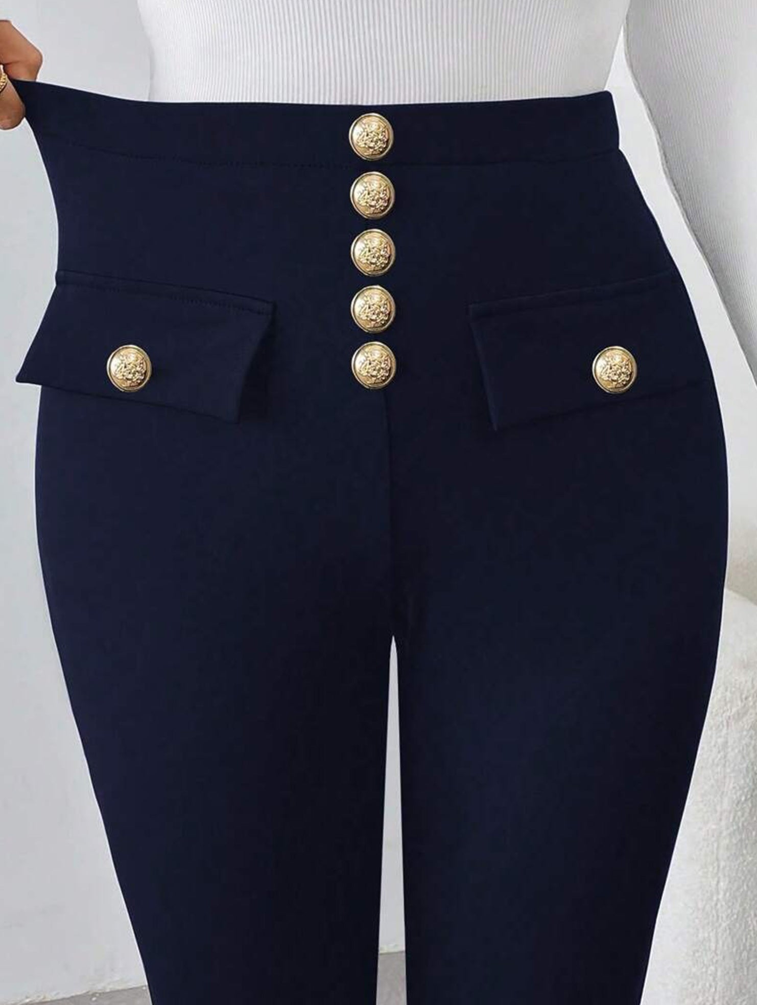 High Waist Stretch Slim Straight Pants_CWBLP01552