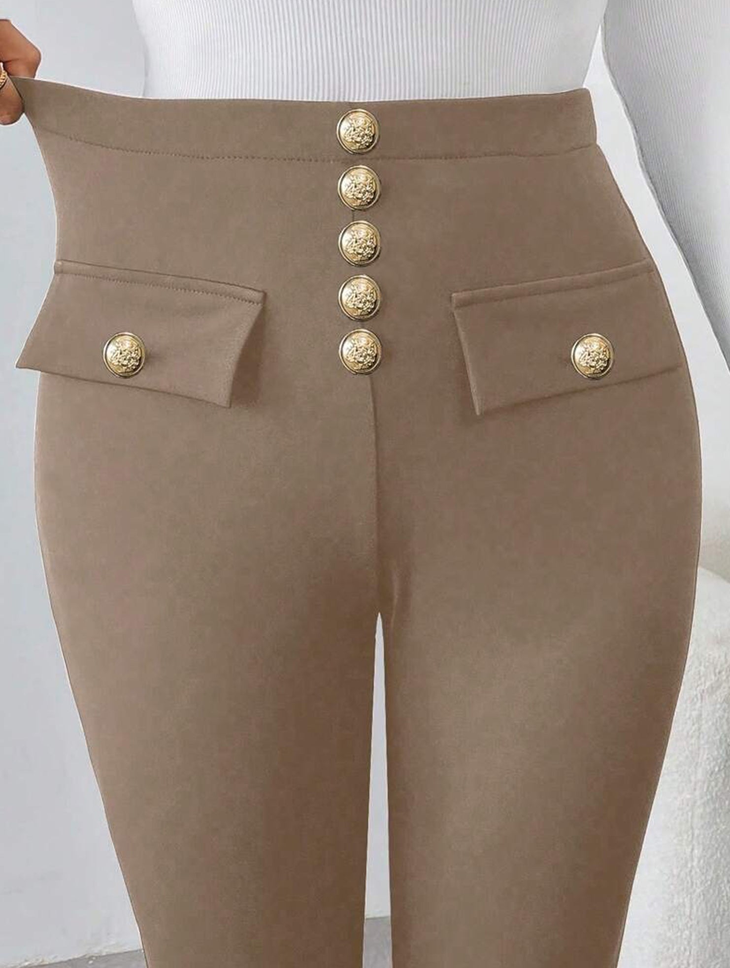 High Waist Stretch Slim Straight Pants_CWBLP01552