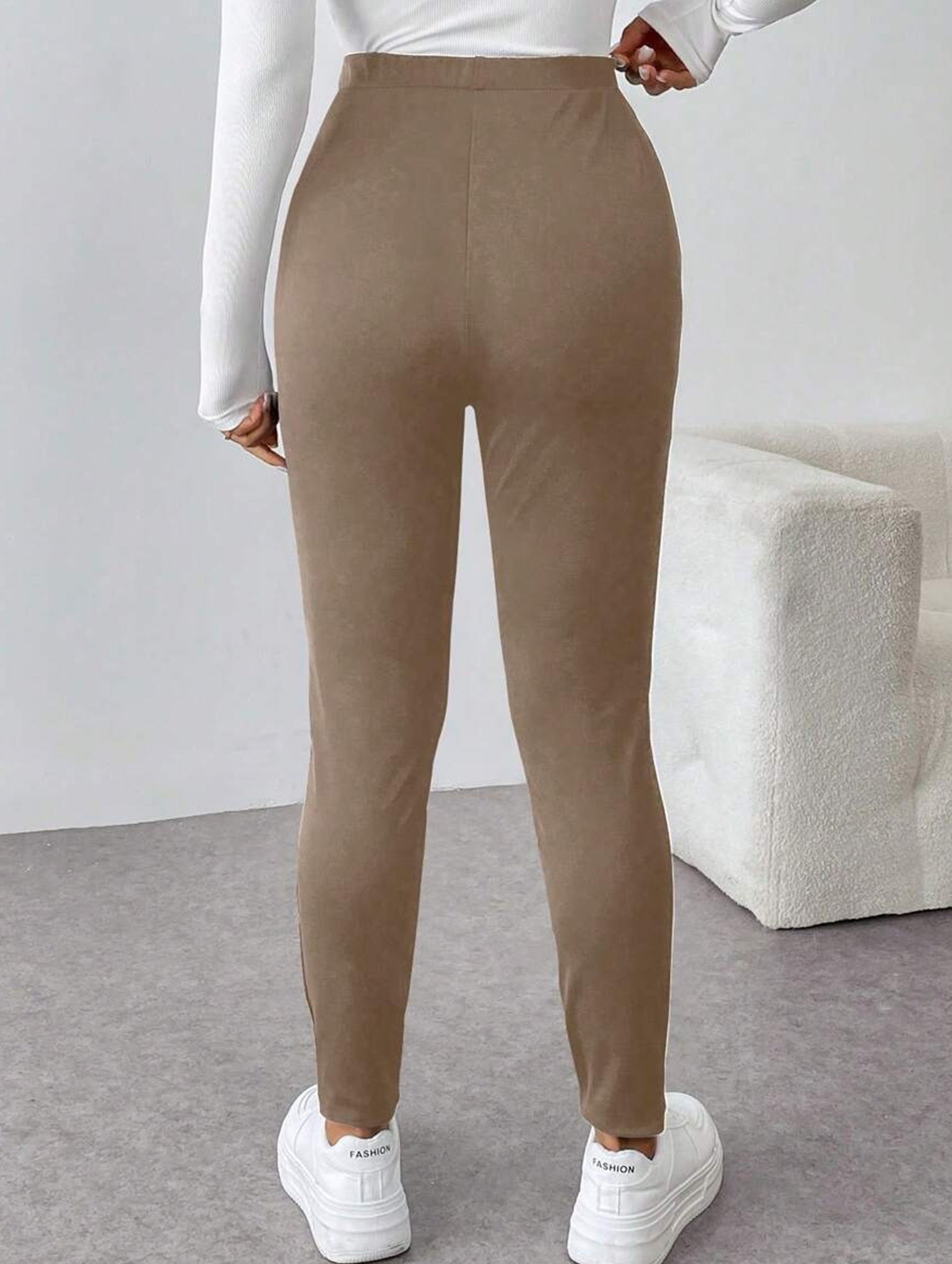 High Waist Stretch Slim Straight Pants_CWBLP01552