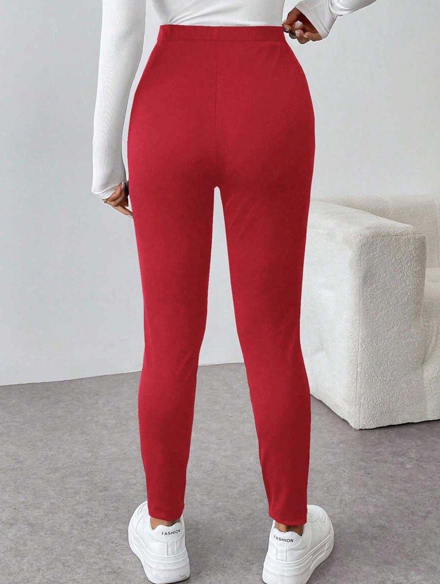 High Waist Stretch Slim Straight Pants_CWBLP01552
