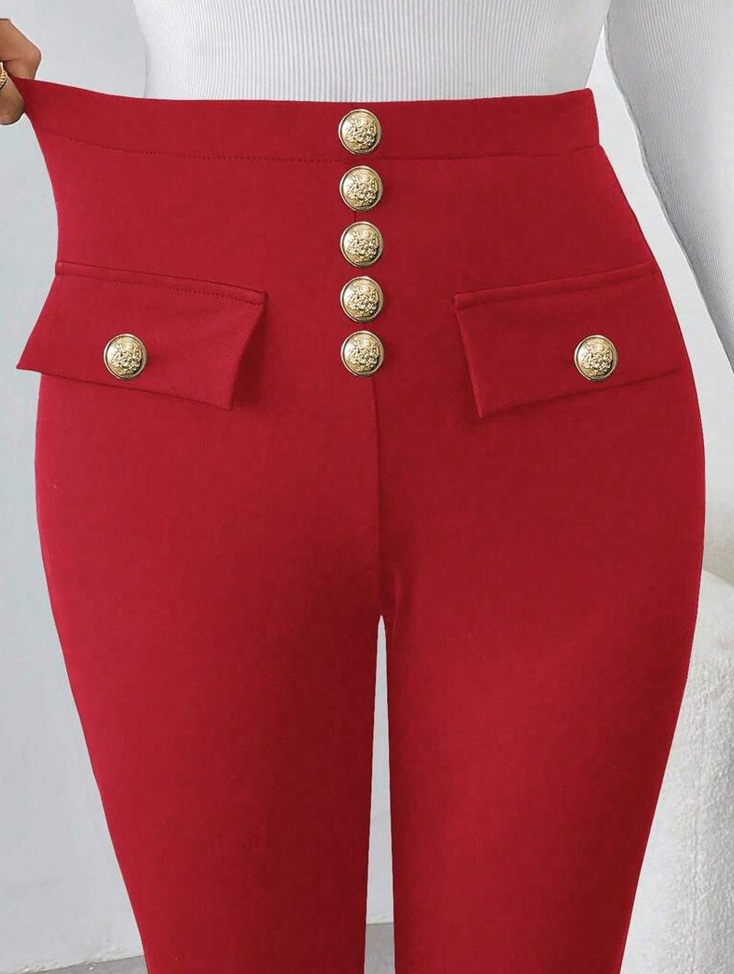 High Waist Stretch Slim Straight Pants_CWBLP01552
