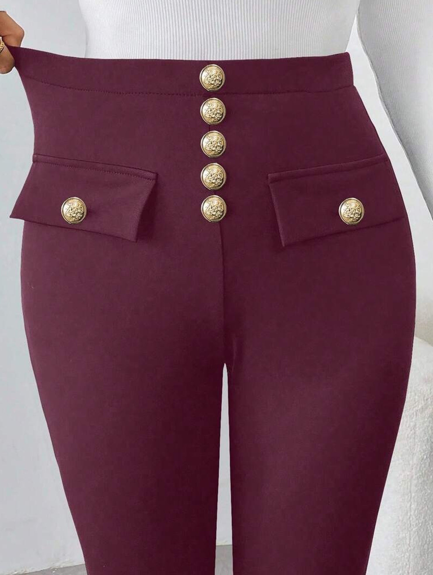 High Waist Stretch Slim Straight Pants_CWBLP01552