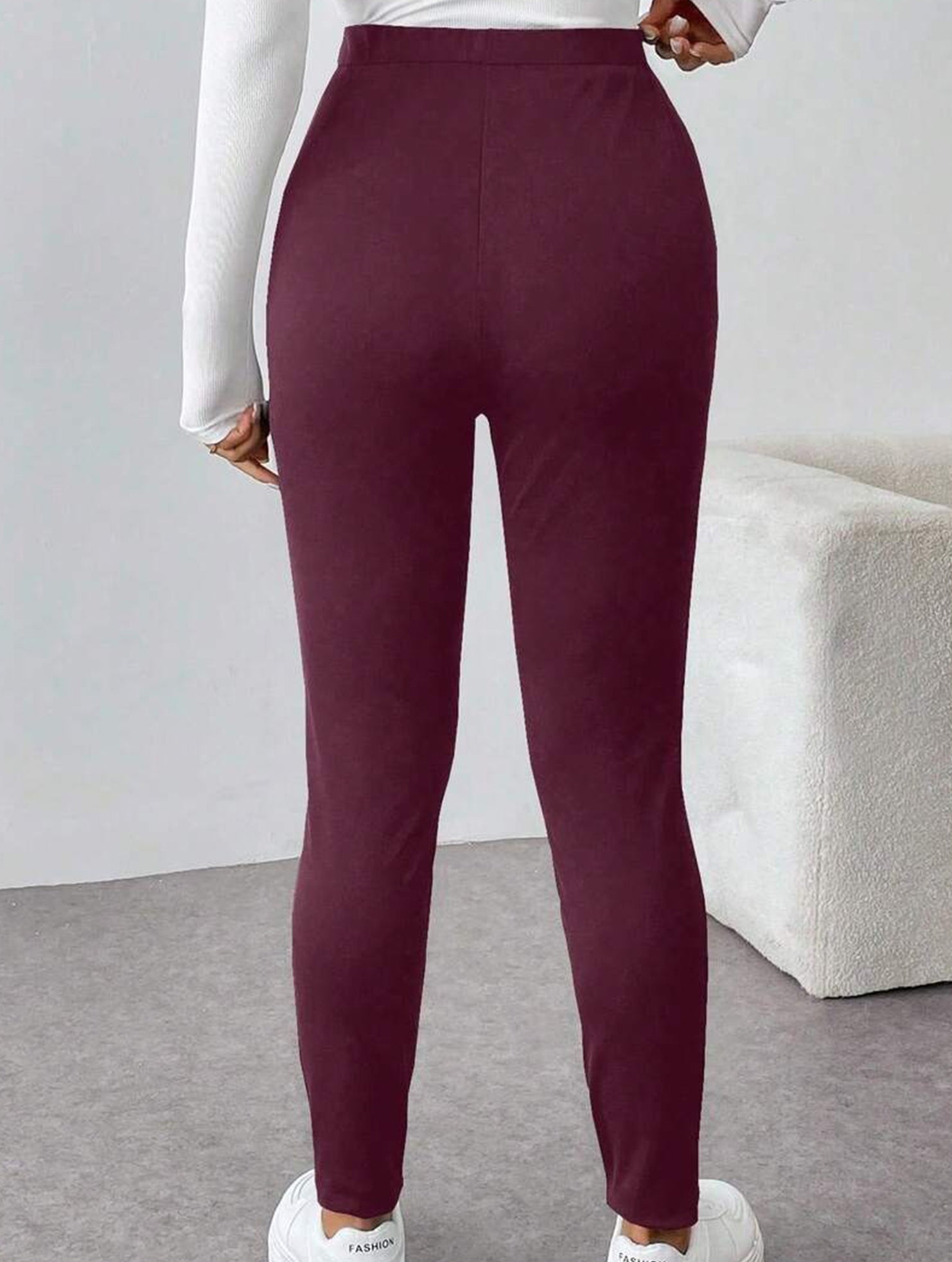 High Waist Stretch Slim Straight Pants_CWBLP01552