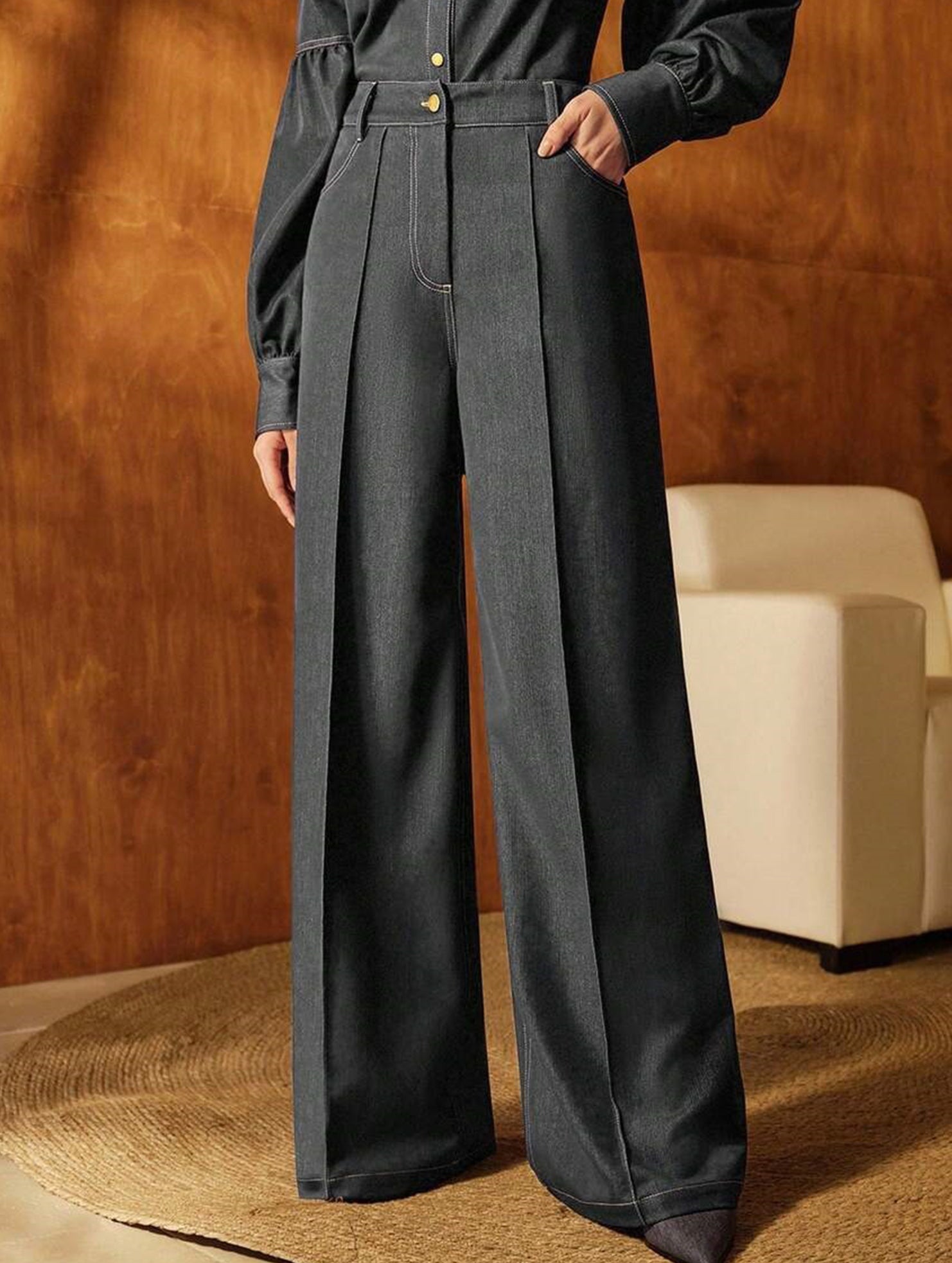 High Waist Loose Straight Denim Pants_CWBLP01557