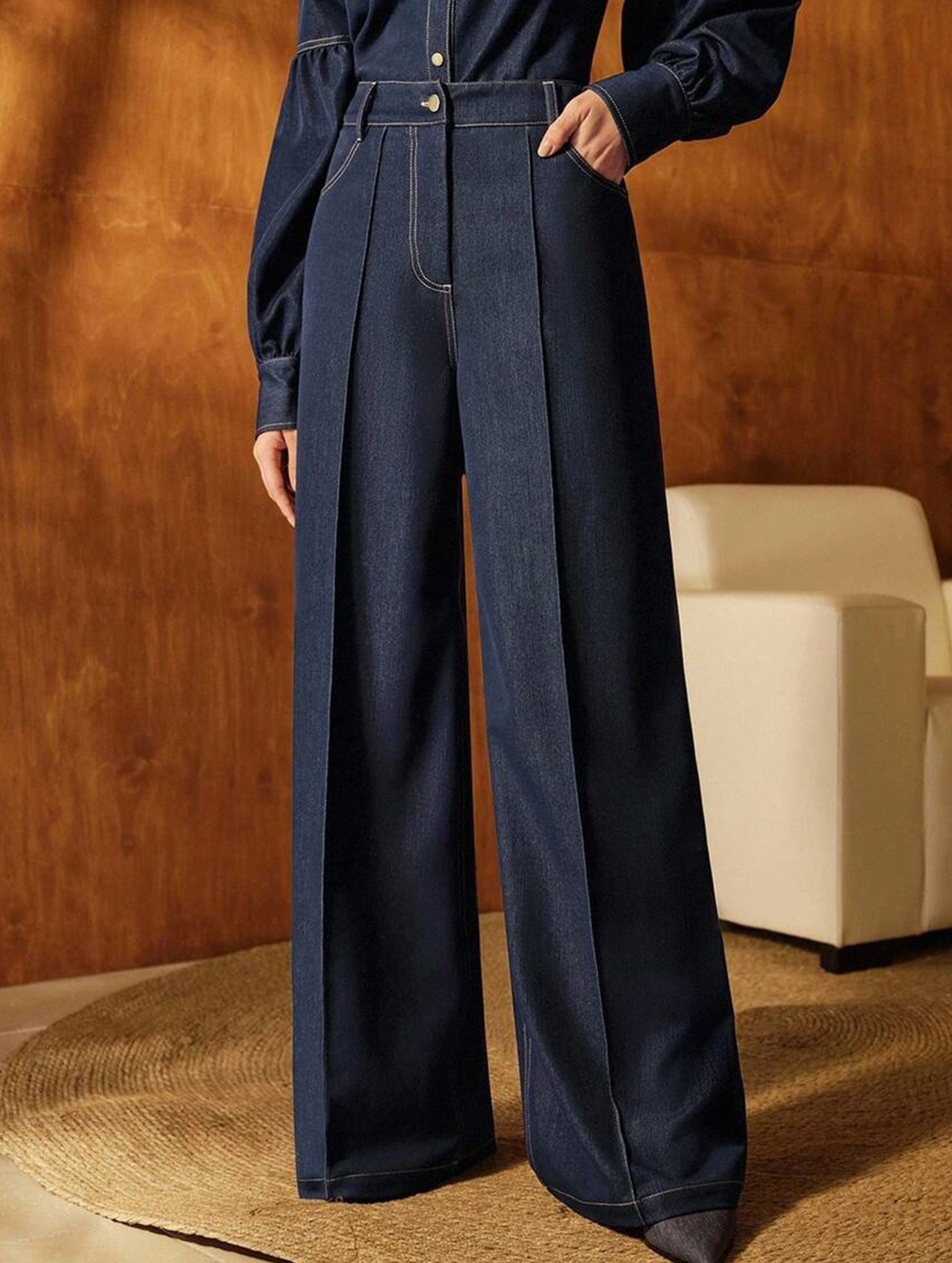 High Waist Loose Straight Denim Pants_CWBLP01557