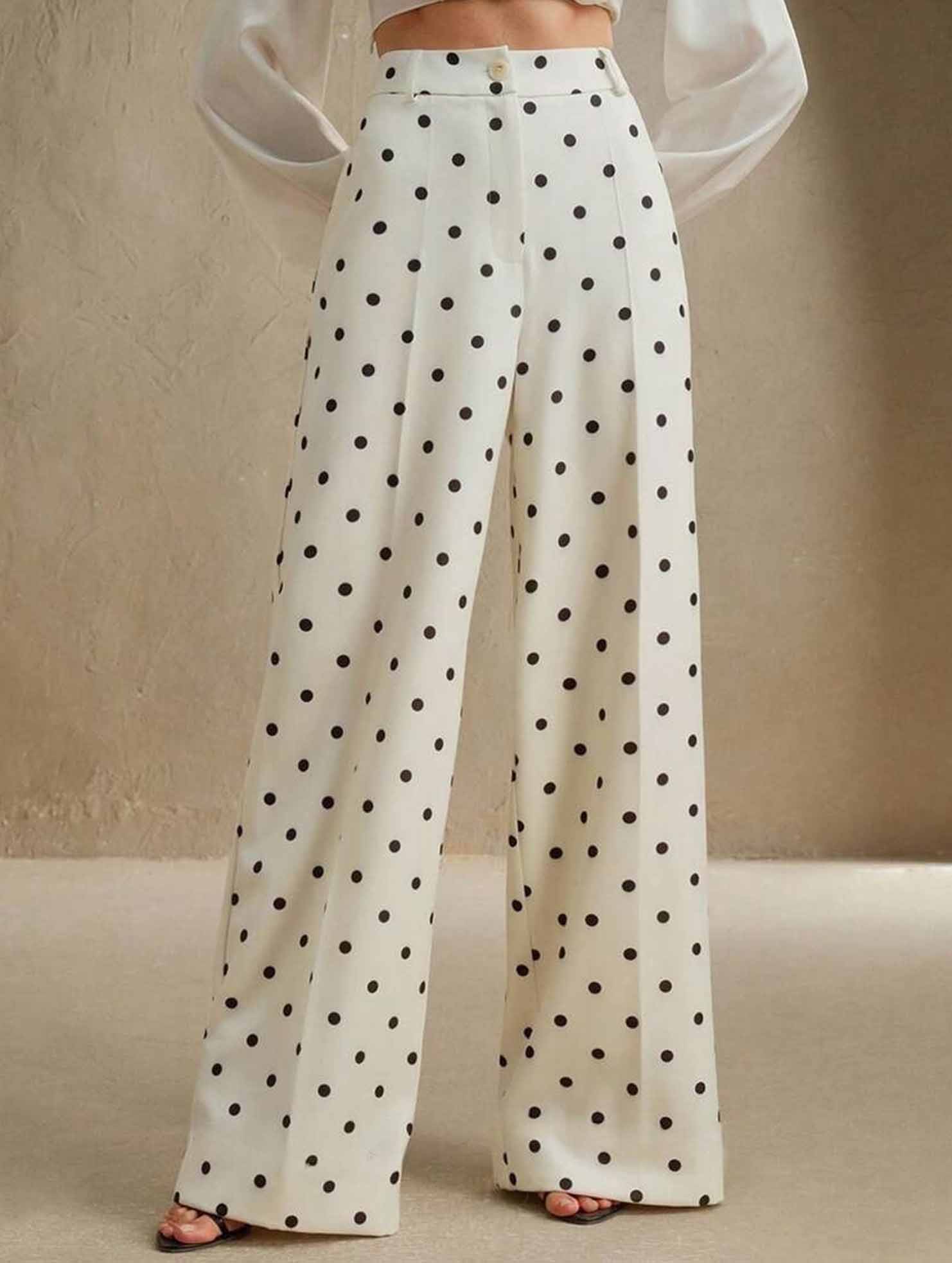 Vintage Polka Dot High Waist Wide Pants