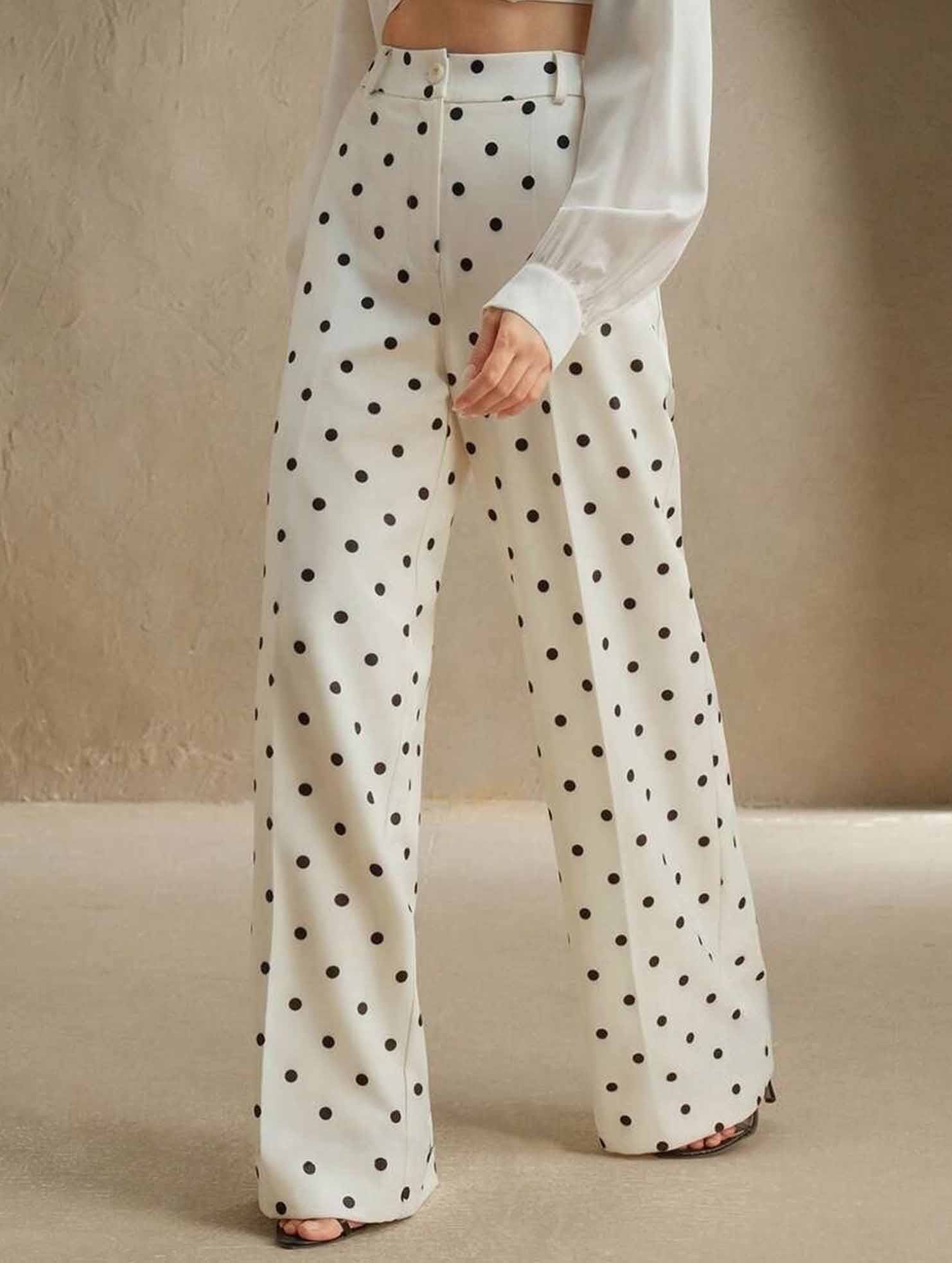 Vintage Polka Dot High Waist Wide Pants