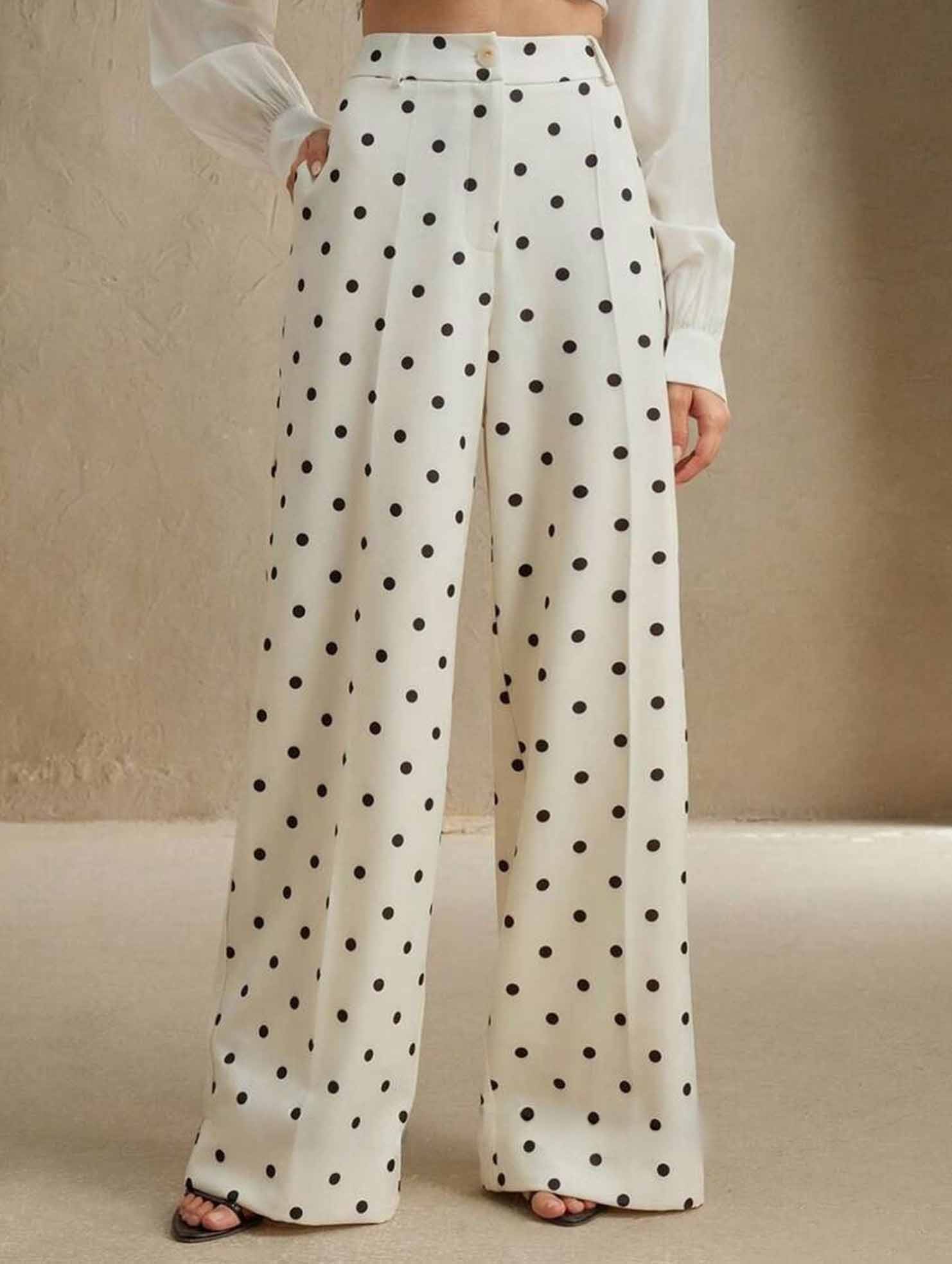 Vintage Polka Dot High Waist Wide Pants