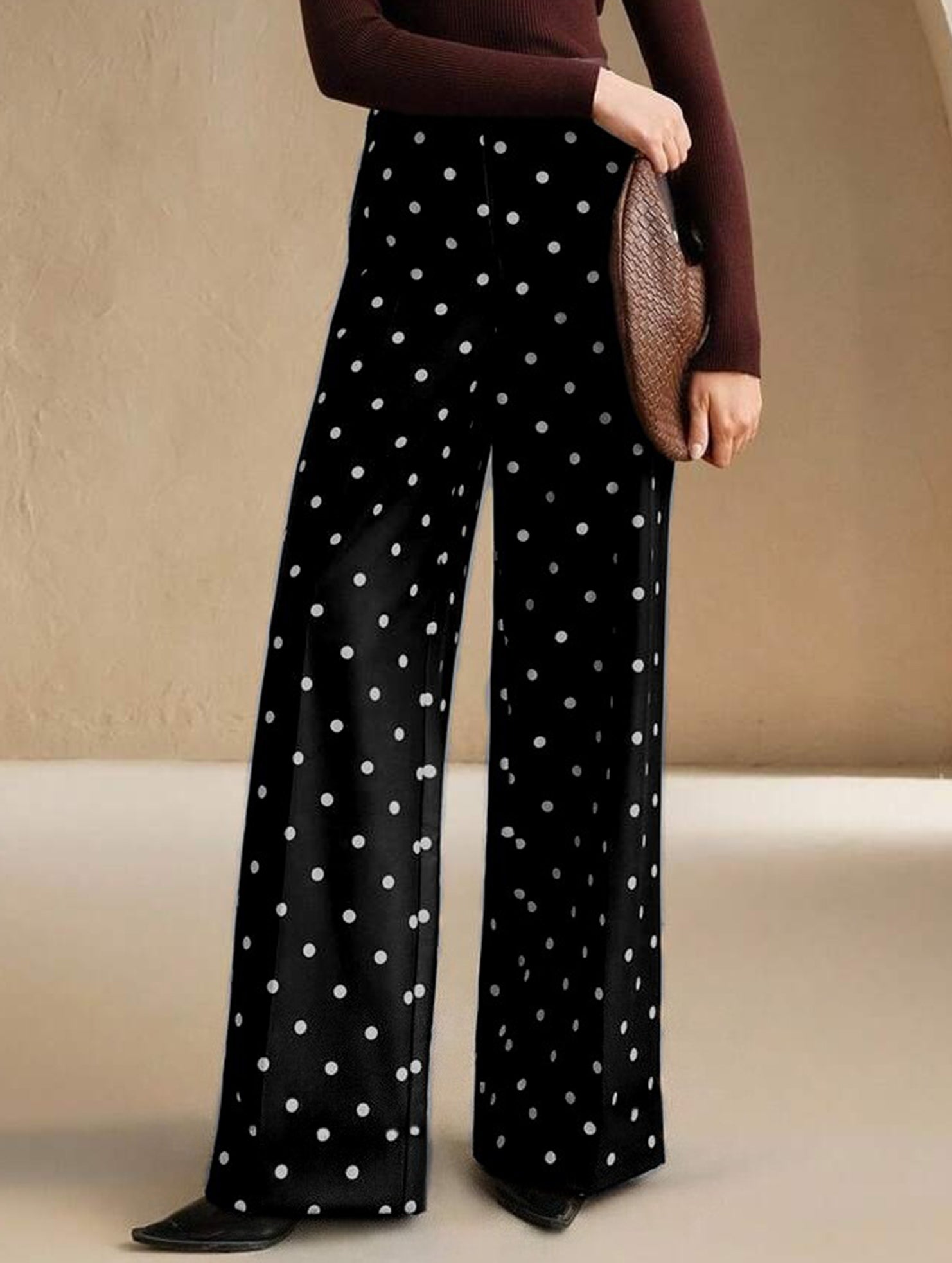 Vintage Polka Dot High Waist Wide Pants