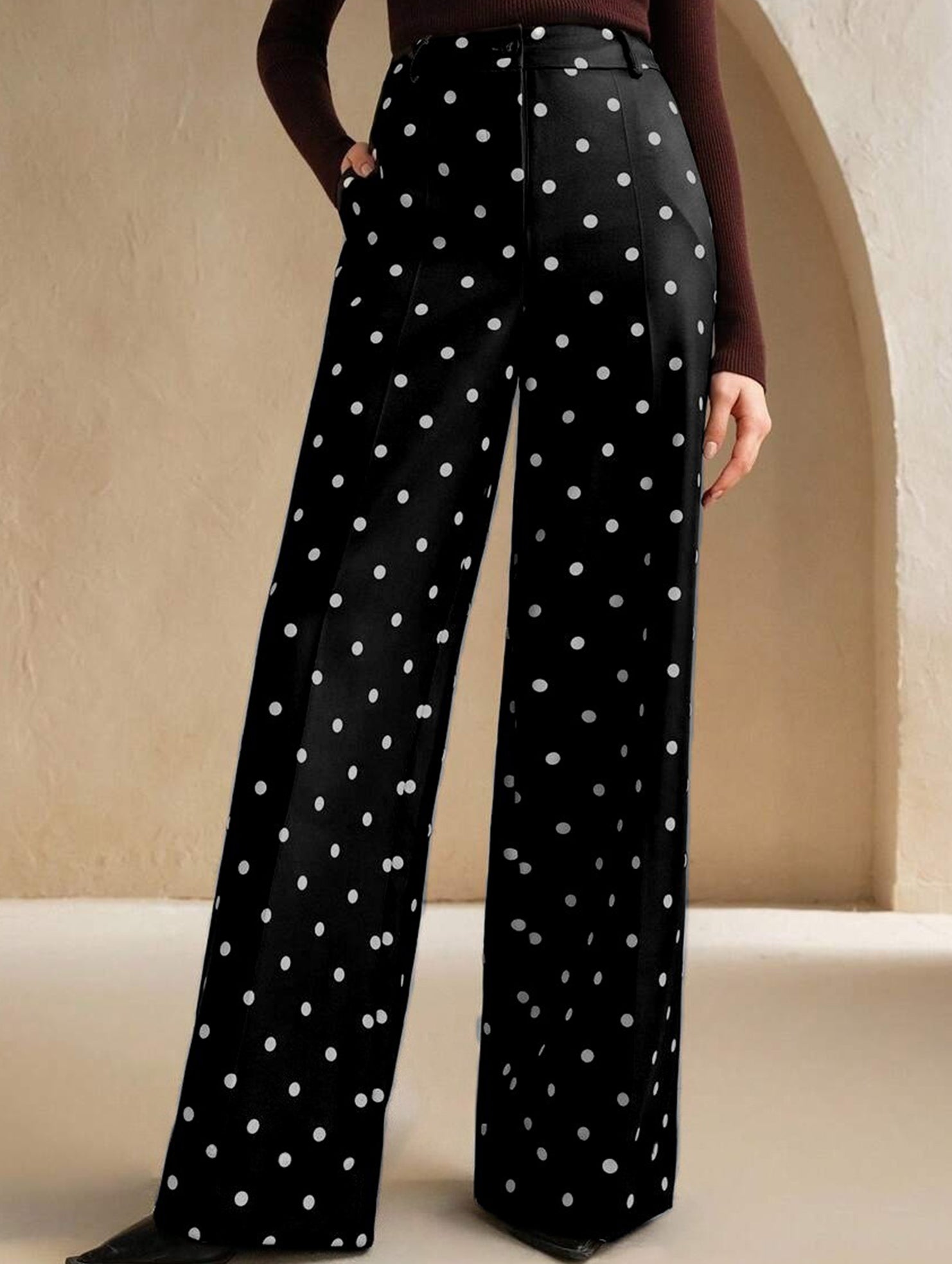 Vintage Polka Dot High Waist Wide Pants